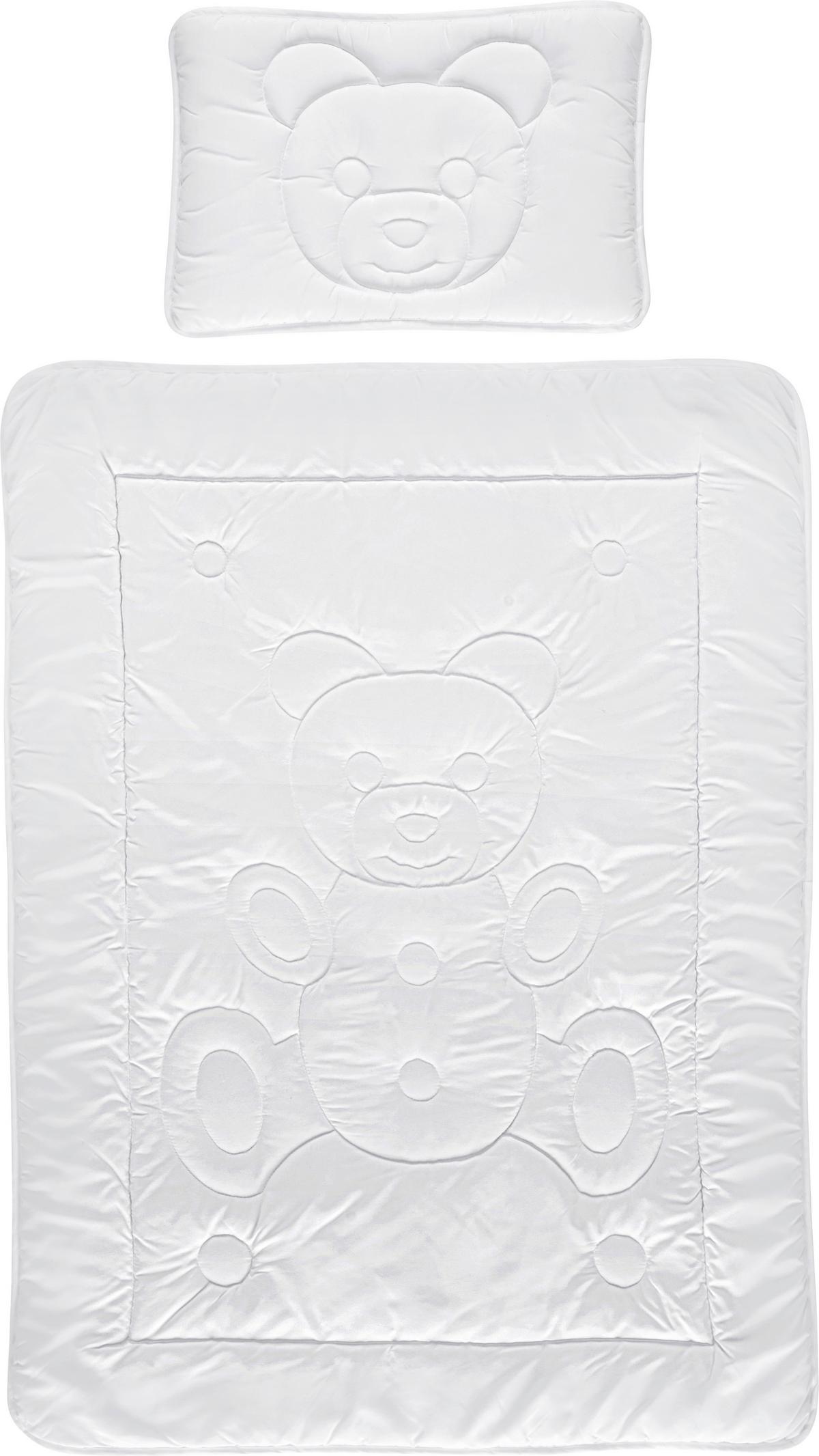 DĚTSKÁ PŘIKRÝVKA S POLŠTÁŘEM Teddy, 40/60+100/135cm, bílá - bílá, textil (100/135cm) - Nadana