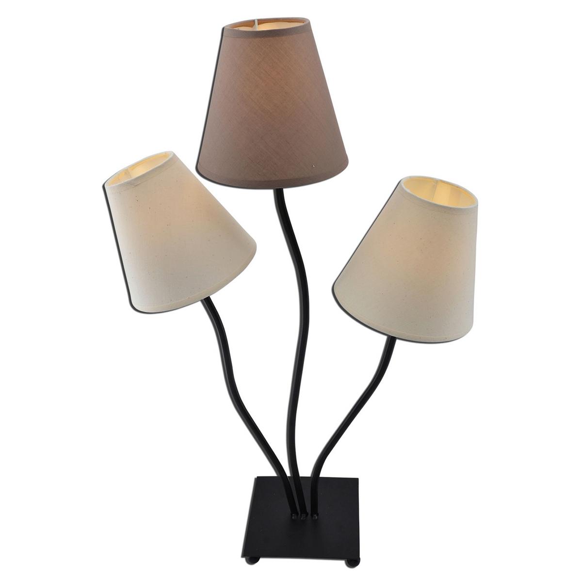 Tischlampe Boho Braun/Beige mit Kippschalter - Beige/Braun, LIFESTYLE, Textil/Metall (41/16cm) - Näve