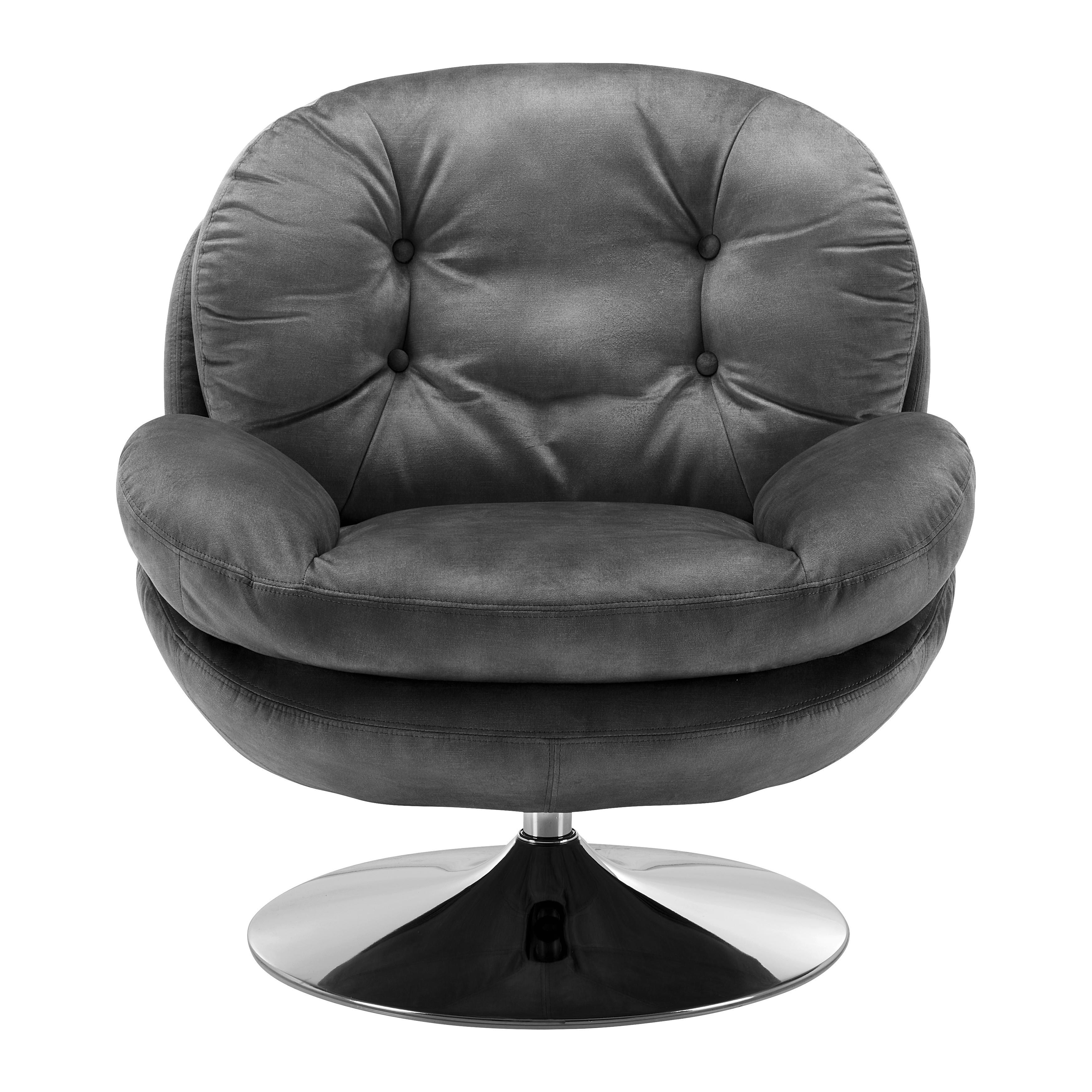 Kreslo Zo Zamatu S Chromovou Nohou Ommy - sivá/chrómová, Moderný, kov/textil (82,5/84,5/85,5cm) - Bessagi Home