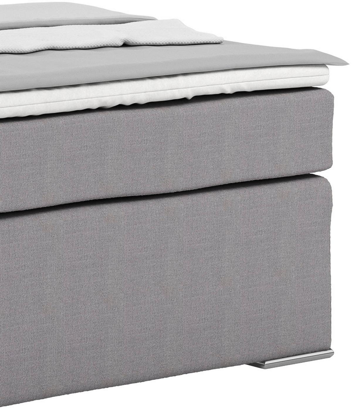 Postel Boxspring Nero, 140x200 cm, šedá - šedomodrá/šedobéžová, Konvenční, kov/textil (140/200cm)