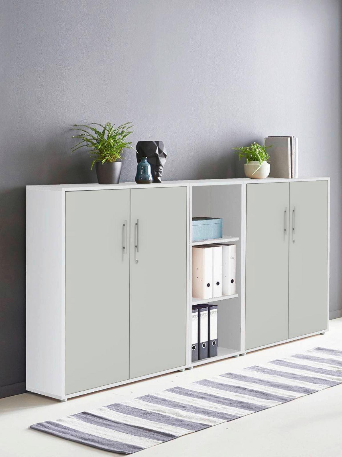 AKTENSCHRANK OFFICE EDITION - SW SET 8 - Hellgrau/Weiß, MODERN, Holzwerkstoff (212,9/113,6/33cm) - MID.YOU