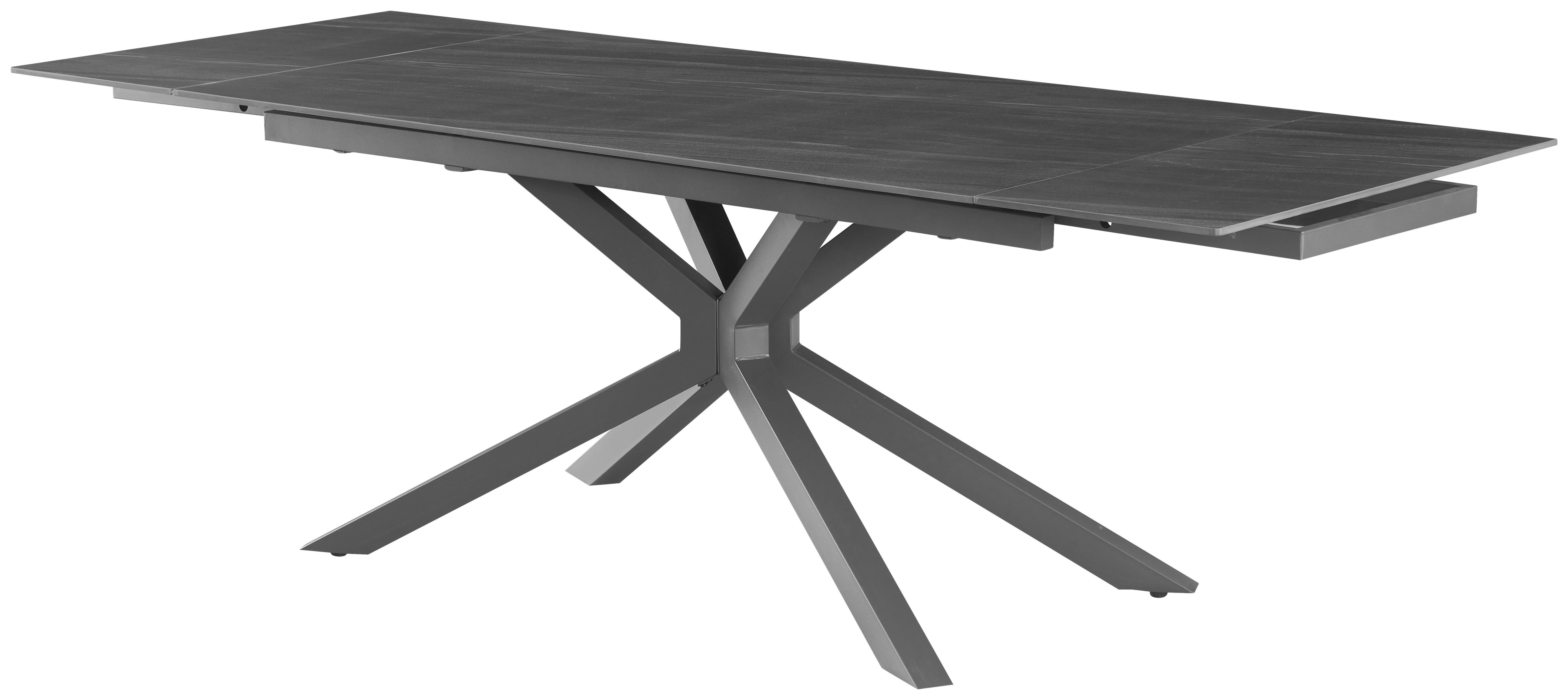 Ausziehtisch Lorenzo Keramik Dunkelgrau B:160-240cm - Dunkelgrau/Grau, KONVENTIONELL, Keramik/Metall (160-240/75/90cm) - MID.YOU