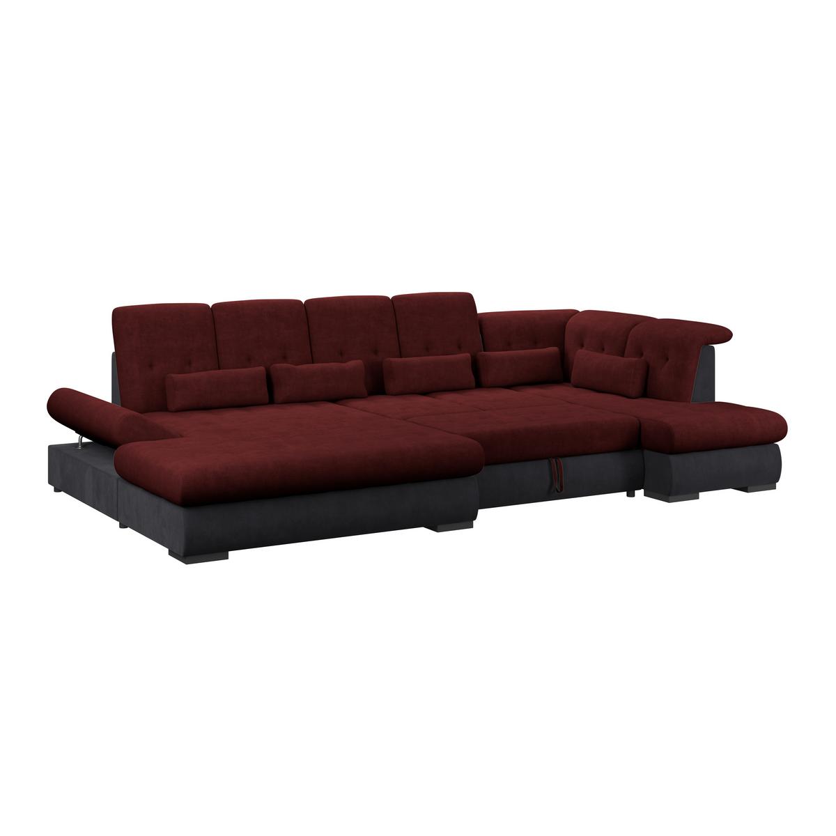 Wohnlandschaft Madera Rubinrot S: 358x212 cm - Anthrazit/Rot, KONVENTIONELL, Kunststoff/Textil (190/358/212cm)
