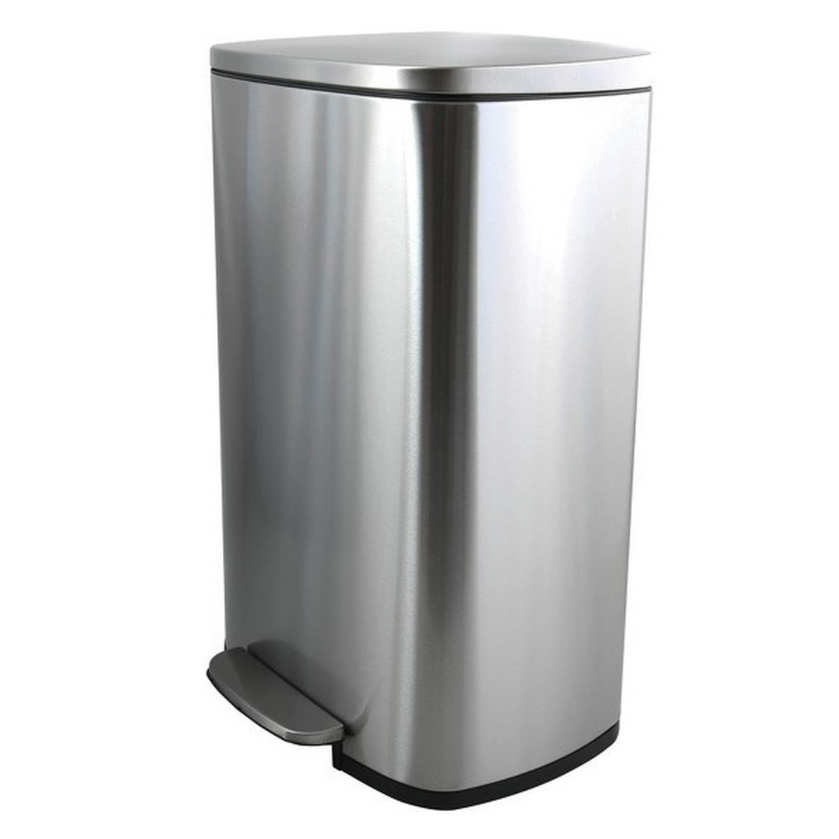 Treteimer Akira 50l Silberf. Metall Lbh: 42,7x29,7x64,3 Cm - Silberfarben/Schwarz, Basics, Kunststoff/Metall (42,7/29,7/64,3cm) - Spirella
