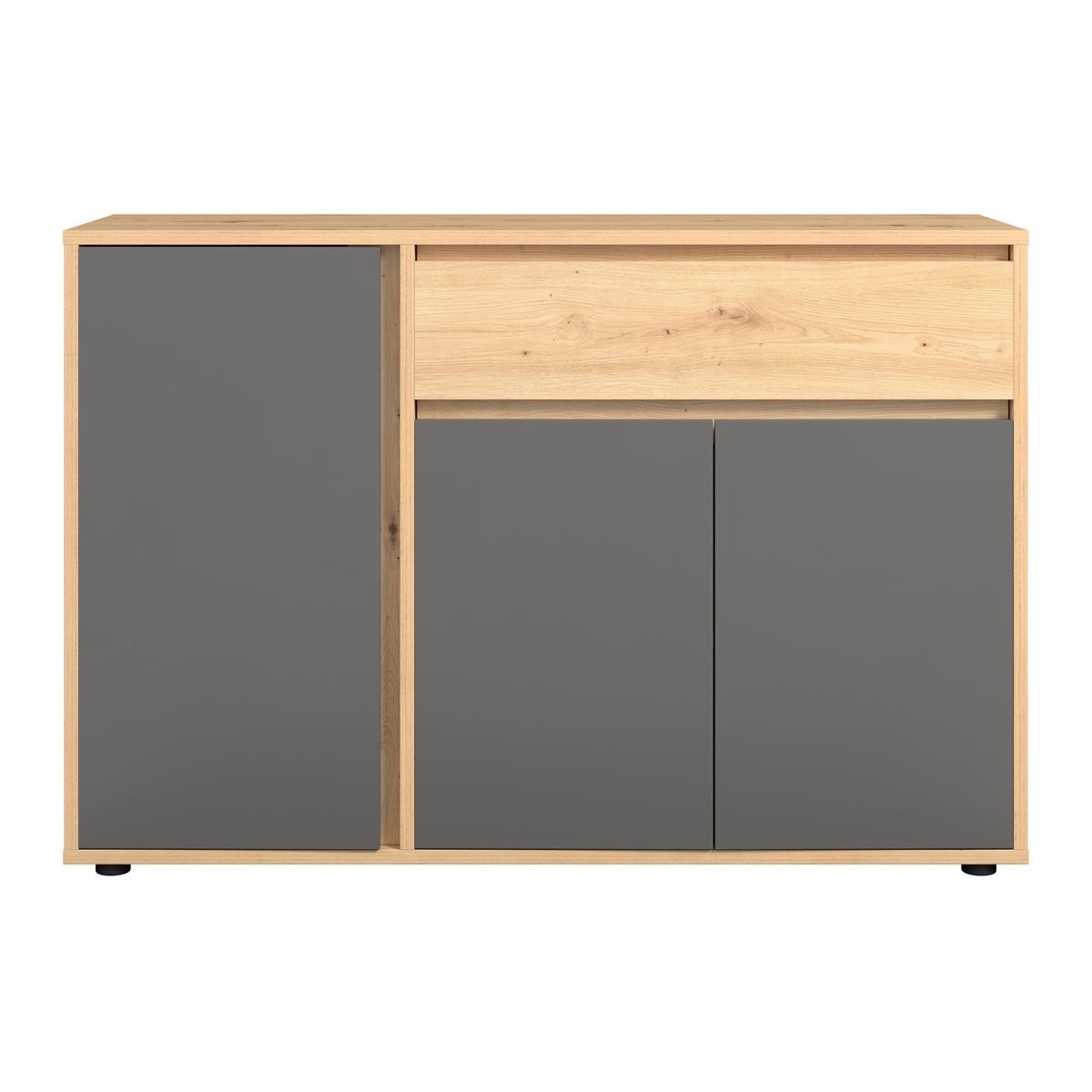 Sideboard Caneva Anthrazit/eichefarben B: 128cm - Anthrazit/Schwarz, MODERN, Holzwerkstoff (128/86/40,3cm)