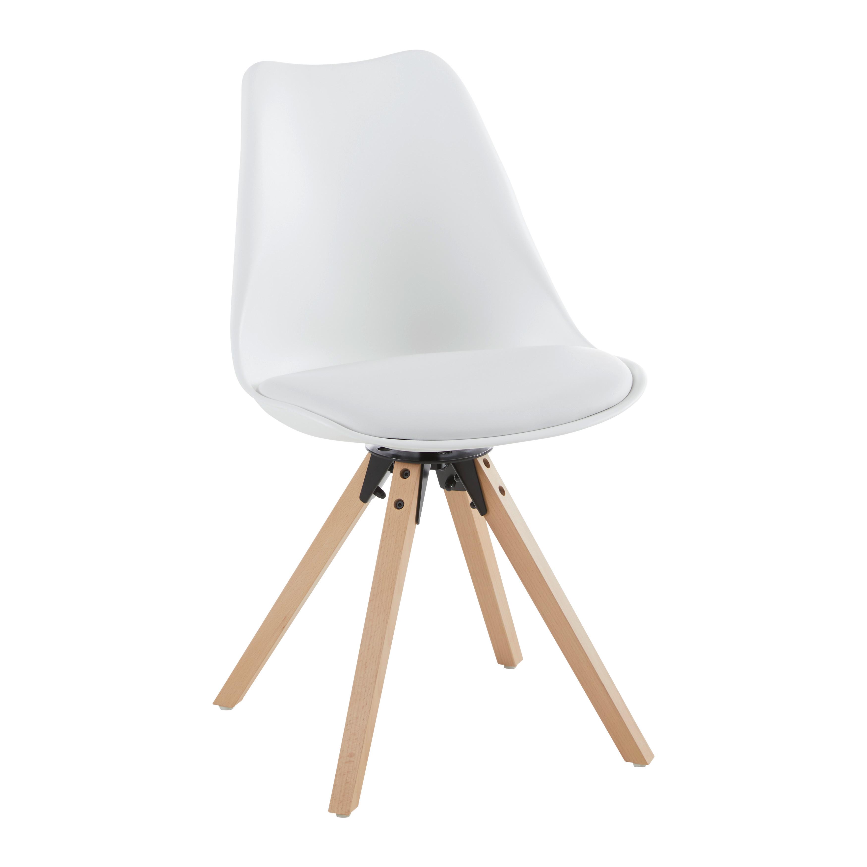 Otočná židle RICKY 2 - bílá/barvy buku, Moderní, dřevo/textil (56/85/49cm) - Bessagi Home