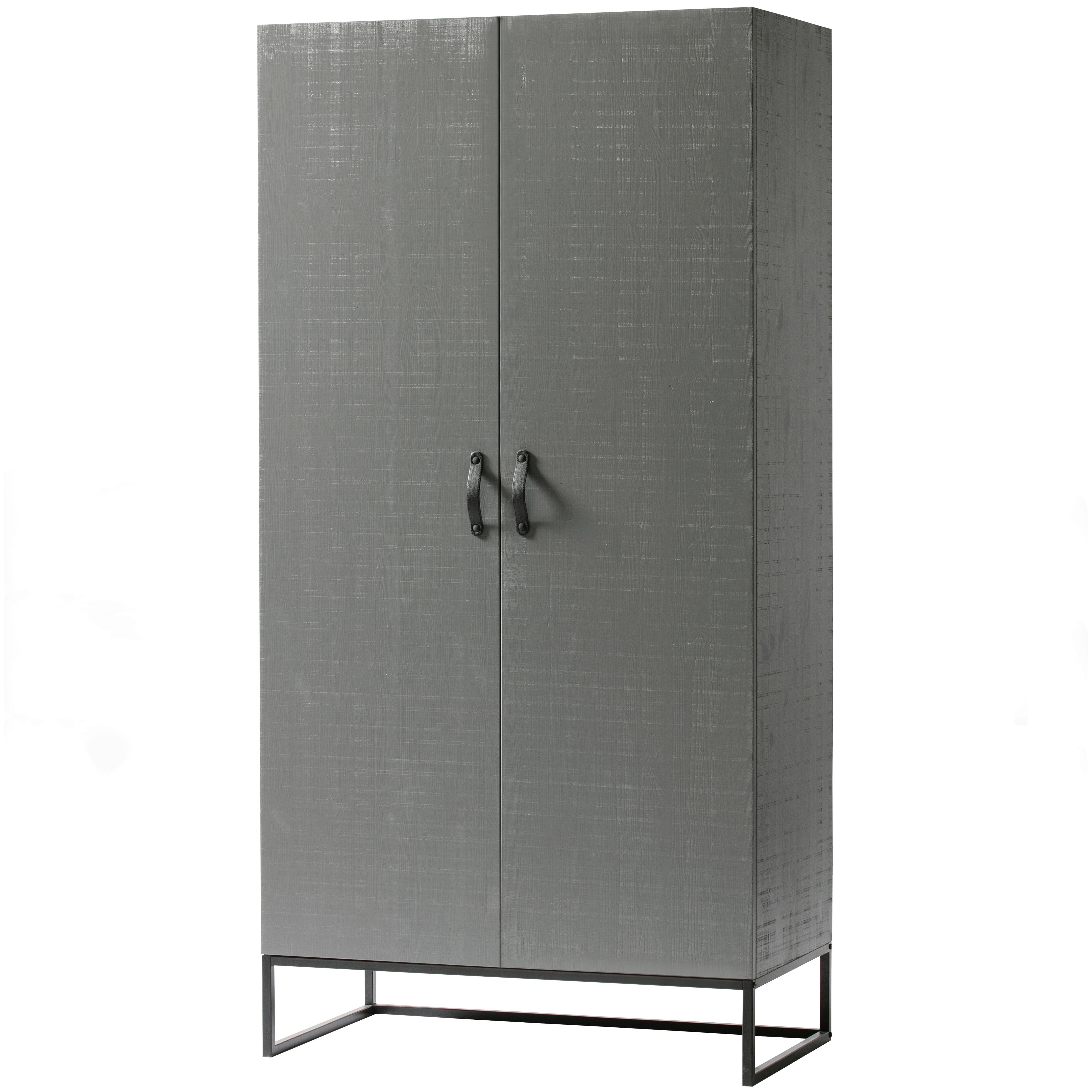 Drehtürenschrank Morris, Grau/schwarz B: 100 Cm - Grau, Design, Holz (100/195/53cm) - Livetastic