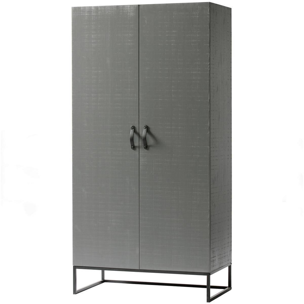Drehtürenschrank Morris, Grau/schwarz B: 100 Cm - Grau, Design, Holz (100/195/53cm) - Livetastic