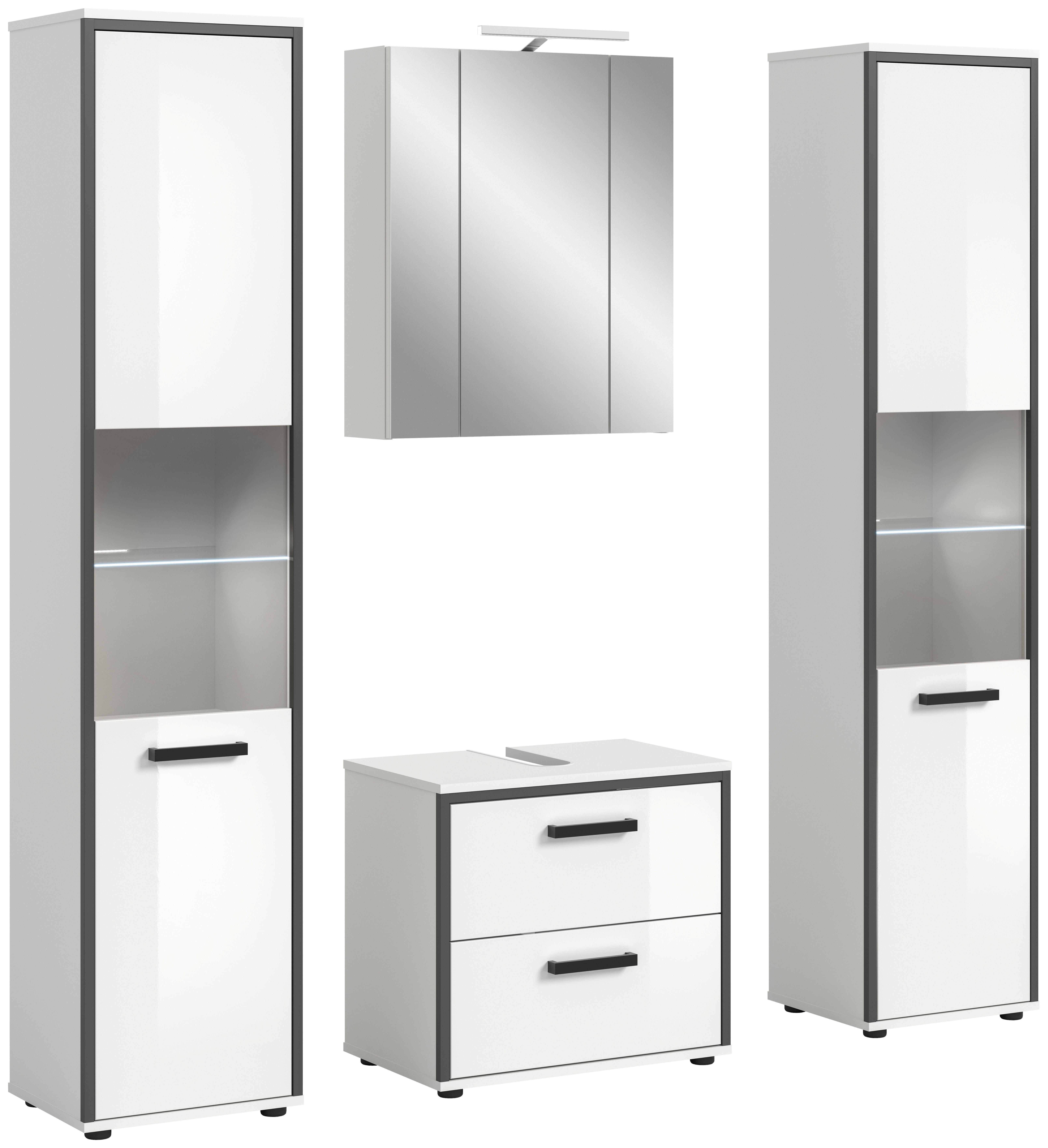 Badezimmer Kojak Schwarz/weiß K: 140 Cm - Weiß Hochglanz/Schwarz, MODERN, Holzwerkstoff (140cm) - MID.YOU