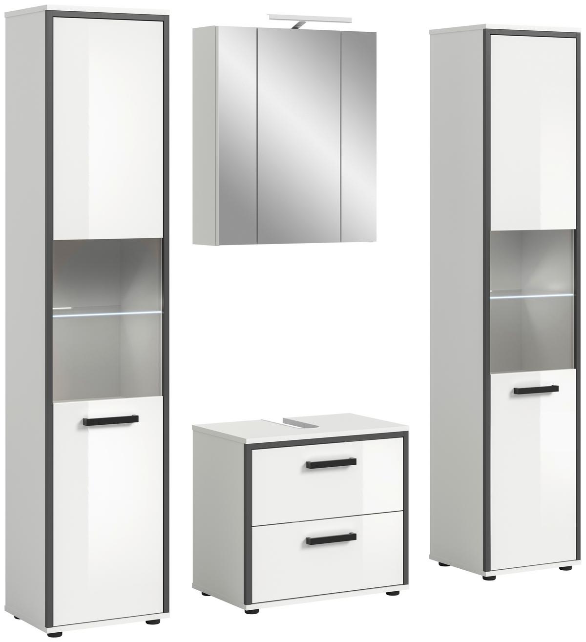 Badezimmer Kojak Schwarz/weiß K: 140 Cm - Weiß Hochglanz/Schwarz, MODERN, Holzwerkstoff (140cm) - MID.YOU