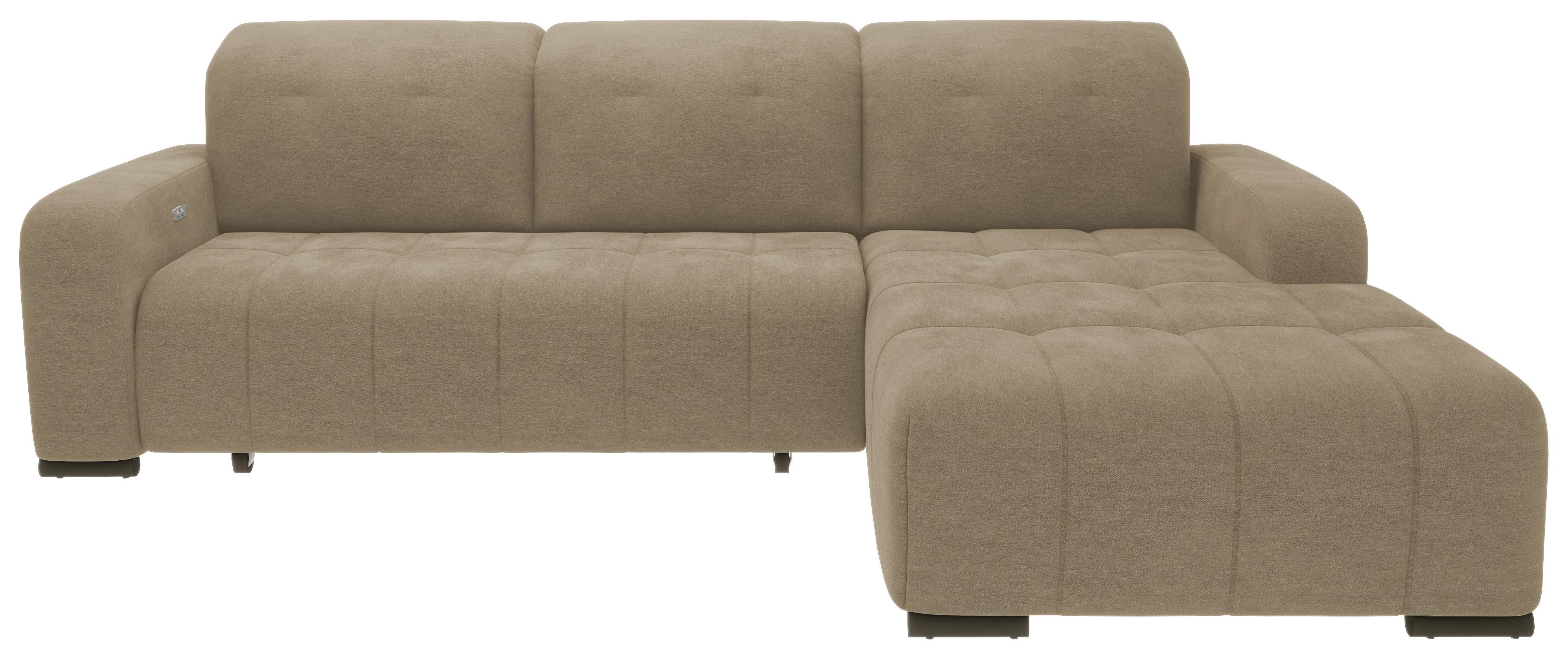 Ecksofa Vicari Hellbraun S: 185x292 Cm - Hellbraun/Schwarz, MODERN, Textil (185/292cm) - Livetastic