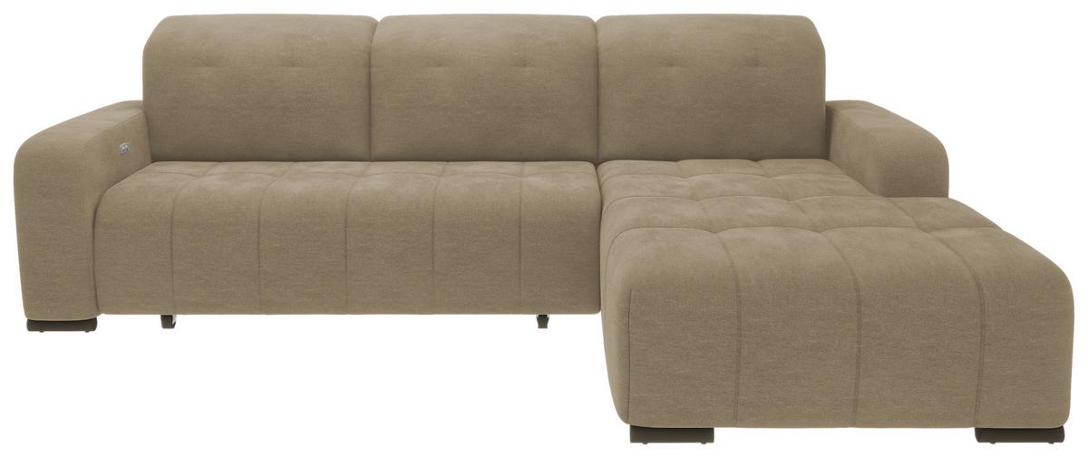 Ecksofa Vicari Hellbraun S: 185x292 Cm - Hellbraun/Schwarz, MODERN, Textil (185/292cm) - Livetastic