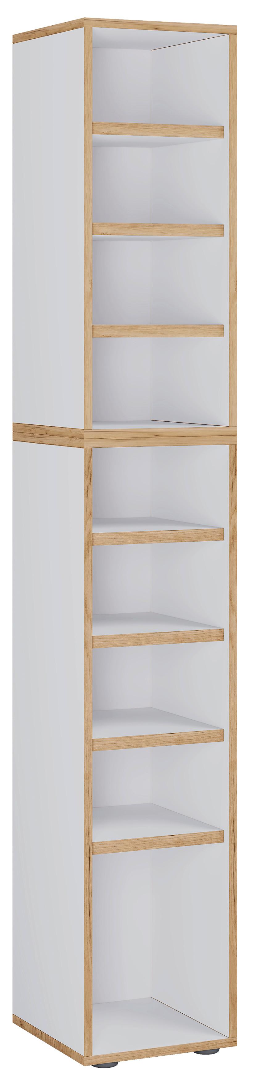 Schuhregal Salia Honigeiche/weiß B: 30 Cm - Honigeiche/Schwarz, Design, Holzwerkstoff (30/183/33cm) - MID.YOU