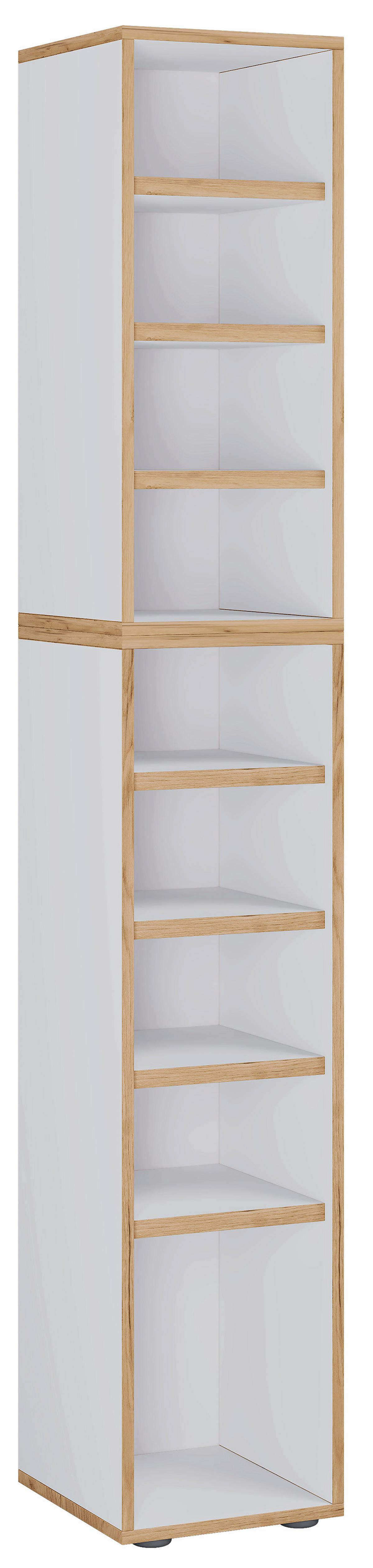 Schuhregal Salia Honigeiche/Weiß B: 30 cm - Honigeiche/Schwarz, Design, Holzwerkstoff (30/183/33cm) - MID.YOU