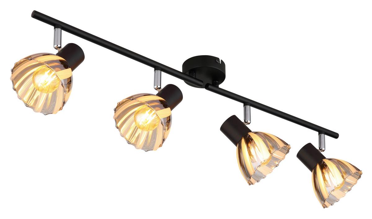 Strahler Zachery Grau Schwarz L: 70 cm - Schwarz/Grau, KONVENTIONELL, Glas/Metall (70/13/19cm) - Globo