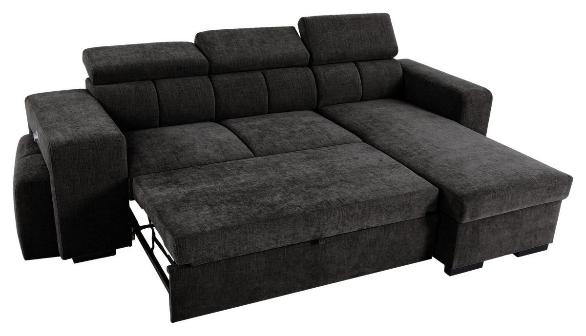 Ecksofa Sirius M schwarz, 251x165cm - Schwarz, KONVENTIONELL, Holz/Holzwerkstoff (251/165cm)