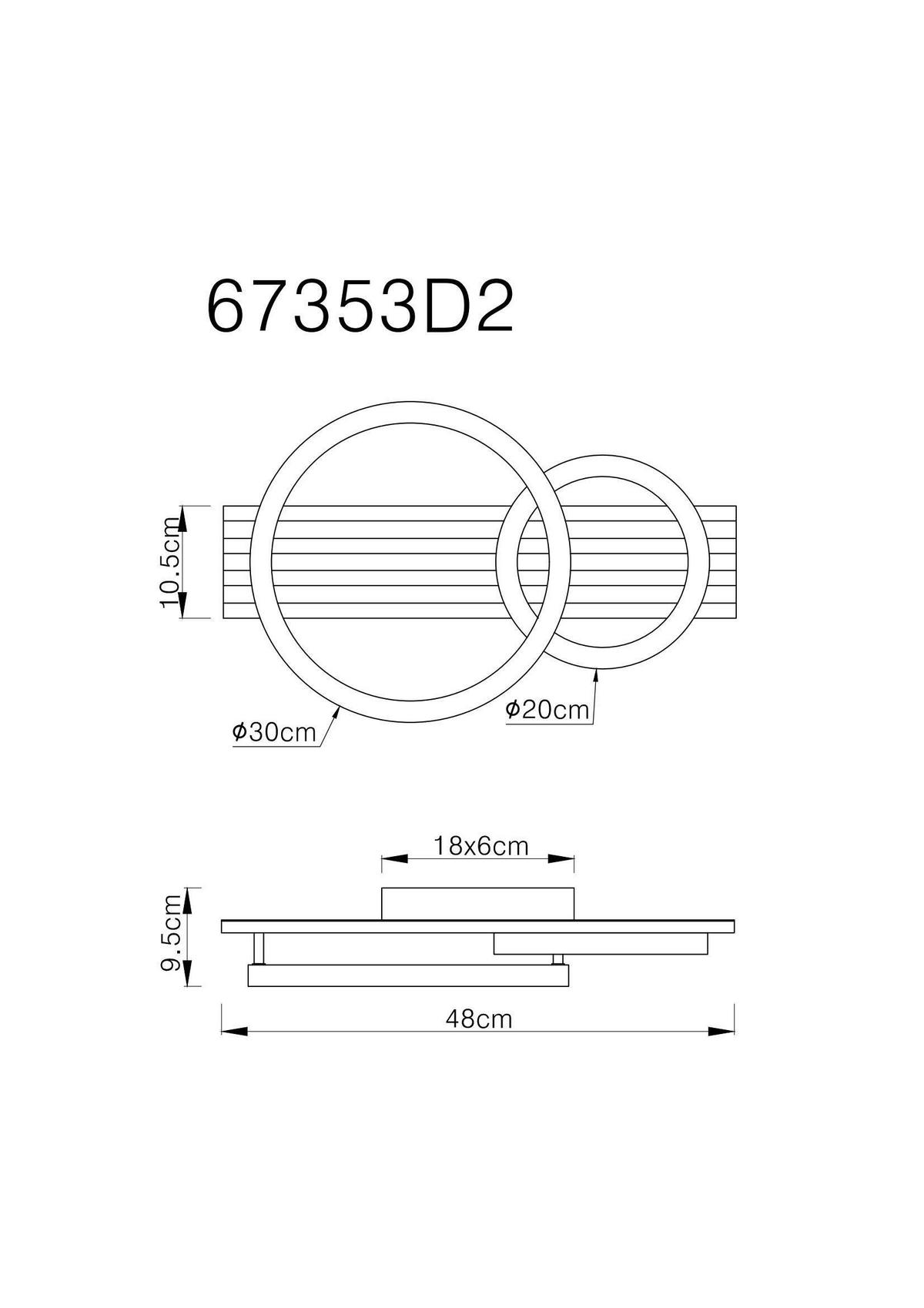 Led-deckenleuchte Tisha L:48cm Schwarz Weiß Dunkelbraun - Dunkelbraun/Schwarz, Natur, Holzwerkstoff/Kunststoff (48/30/9,5cm) - Globo
