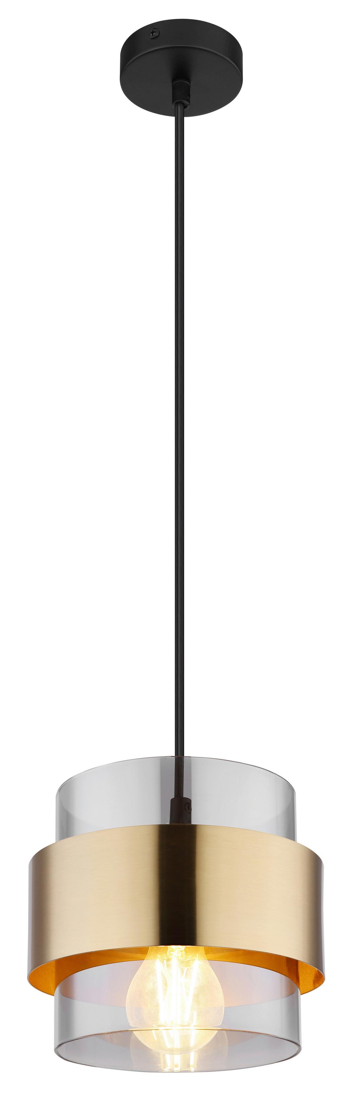 ZÁVESNÉ SVIETIDLO MILLEY - čierna/mosadzná, Modern, kov/sklo (18/120cm) - Globo