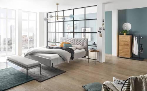 Polsterbett Gloria Gepolstertem Kopfteil 180x200 - Anthrazit/Grau, MODERN, Textil (180/200cm) - Hasena