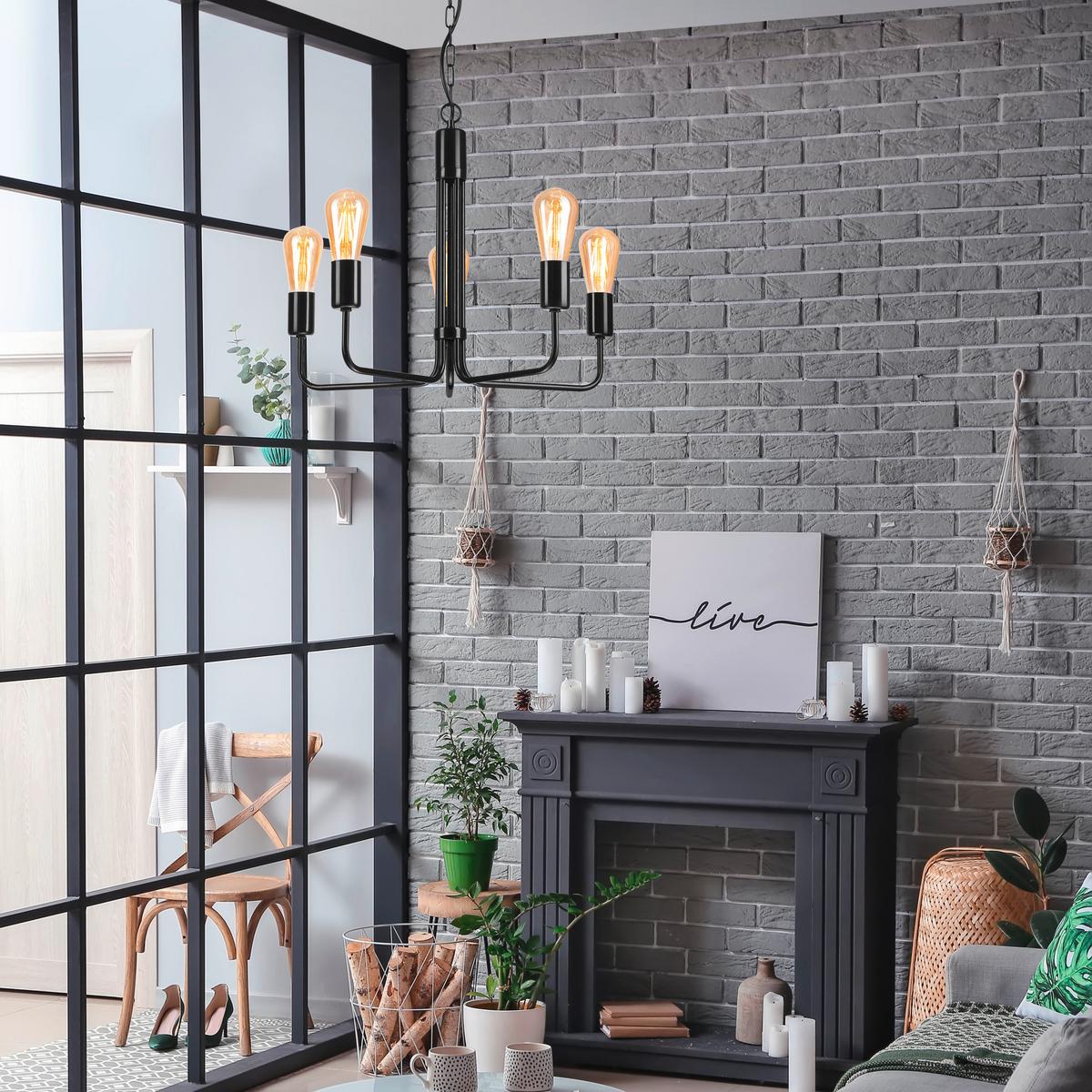 Hängeleuchte 44552 Tiffany - Schwarz Hochglanz, KONVENTIONELL, Metall (98/54/98cm)