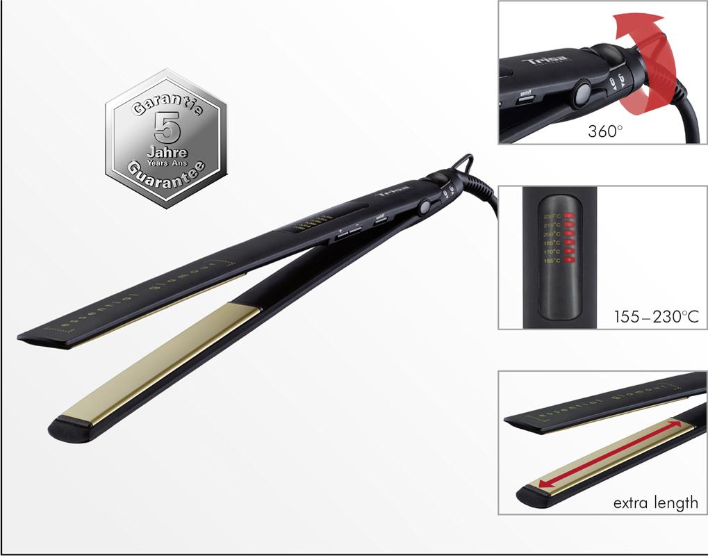 Haarglätter Essential Glamour 50w 220-240v - Goldfarben/Schwarz, MODERN, Kunststoff (34/3,2/2,8cm)