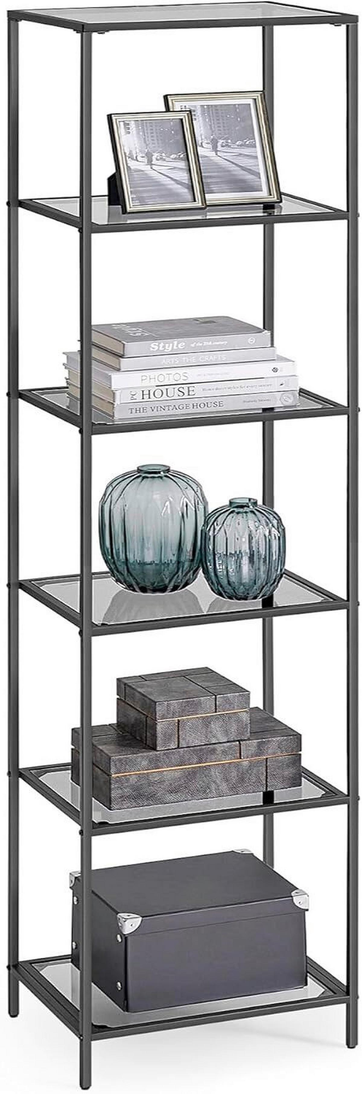 Regal Bookcase - Schwarz/Grau, MODERN, Glas/Metall (40/177,3/30cm) - MID.YOU