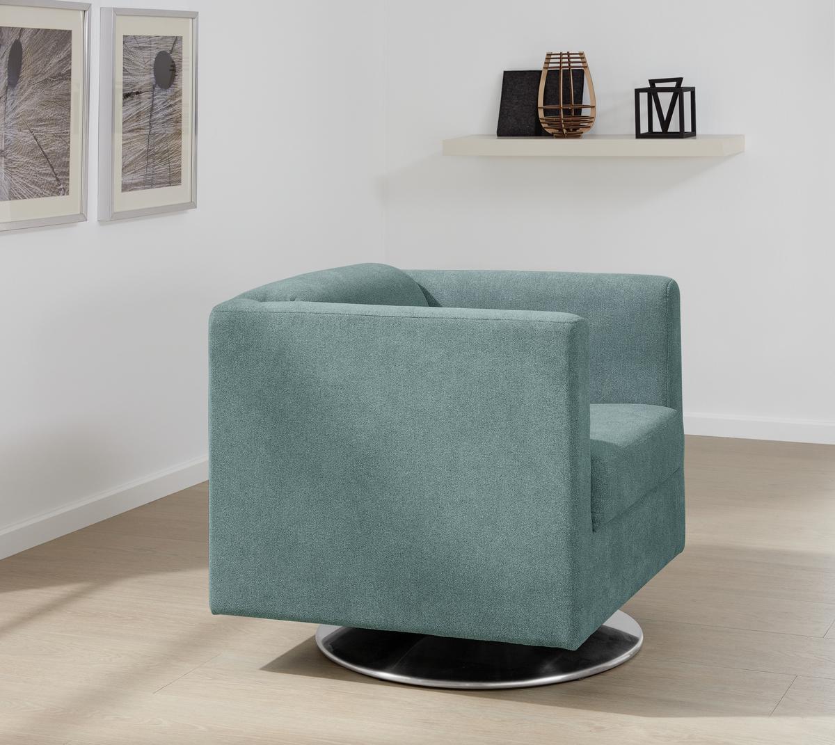 Designsessel Looks I - Chromfarben/Petrol, Design, Textil (72/71/75cm) - LOOKS by W.Joop