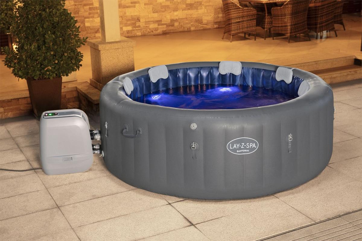 Whirlpool Aufblasbar Santorini Ø 216 X H: 80 cm - Blau/Weiß, KONVENTIONELL, Kunststoff (216/80cm) - Bestway