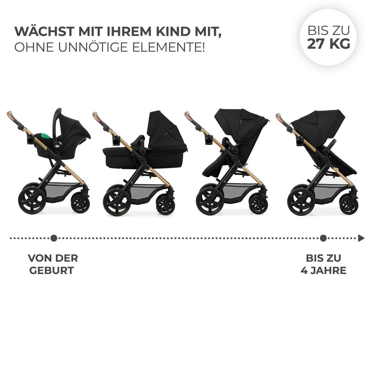 Kinderwagenset Moov 2 Schwarz, L/B/H: 60x86,5x106cm - Schwarz, Basics, Textil/Metall (60/86,5/106cm) - Kinderkraft