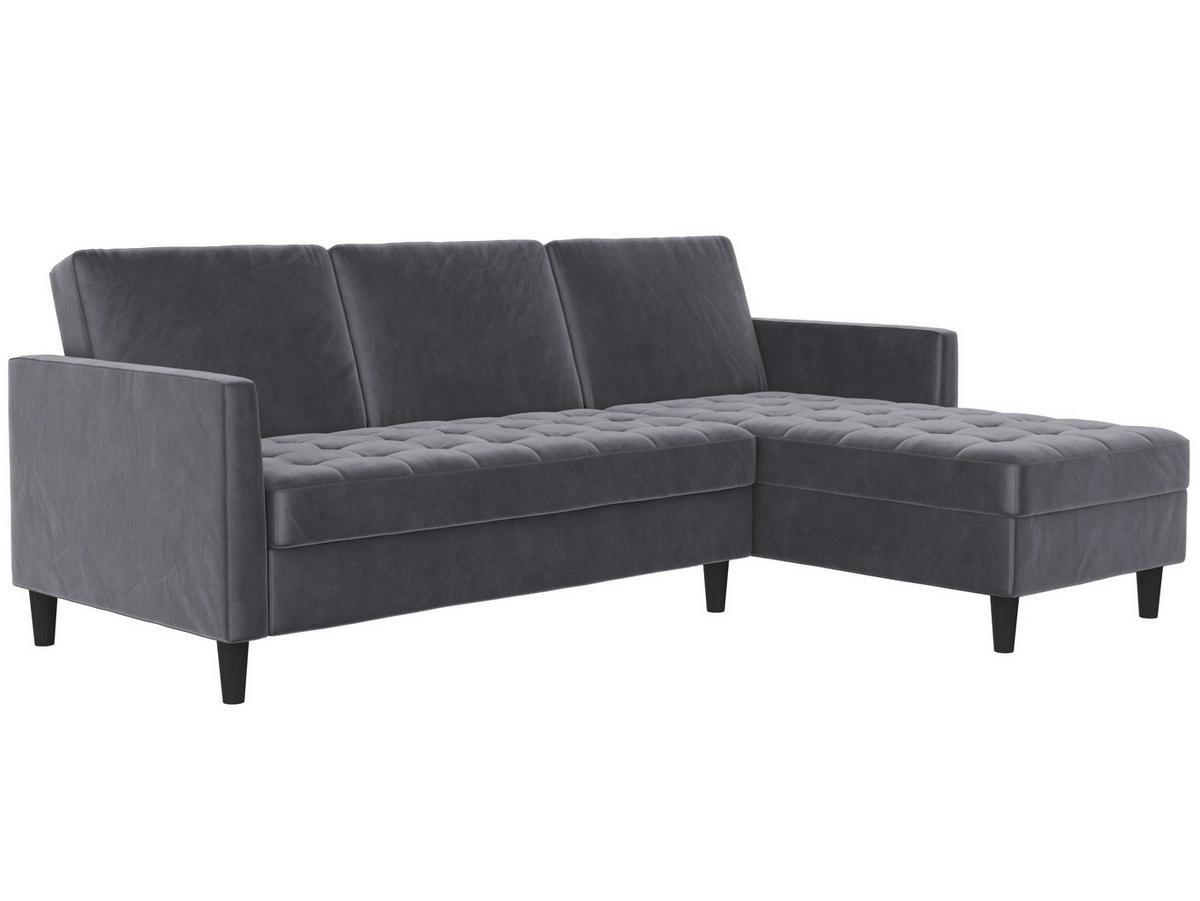 Ecksofa Palermo Anthrazit, mit Stauraum - Anthrazit/Schwarz, Basics, Textil (213/154cm) - Livetastic