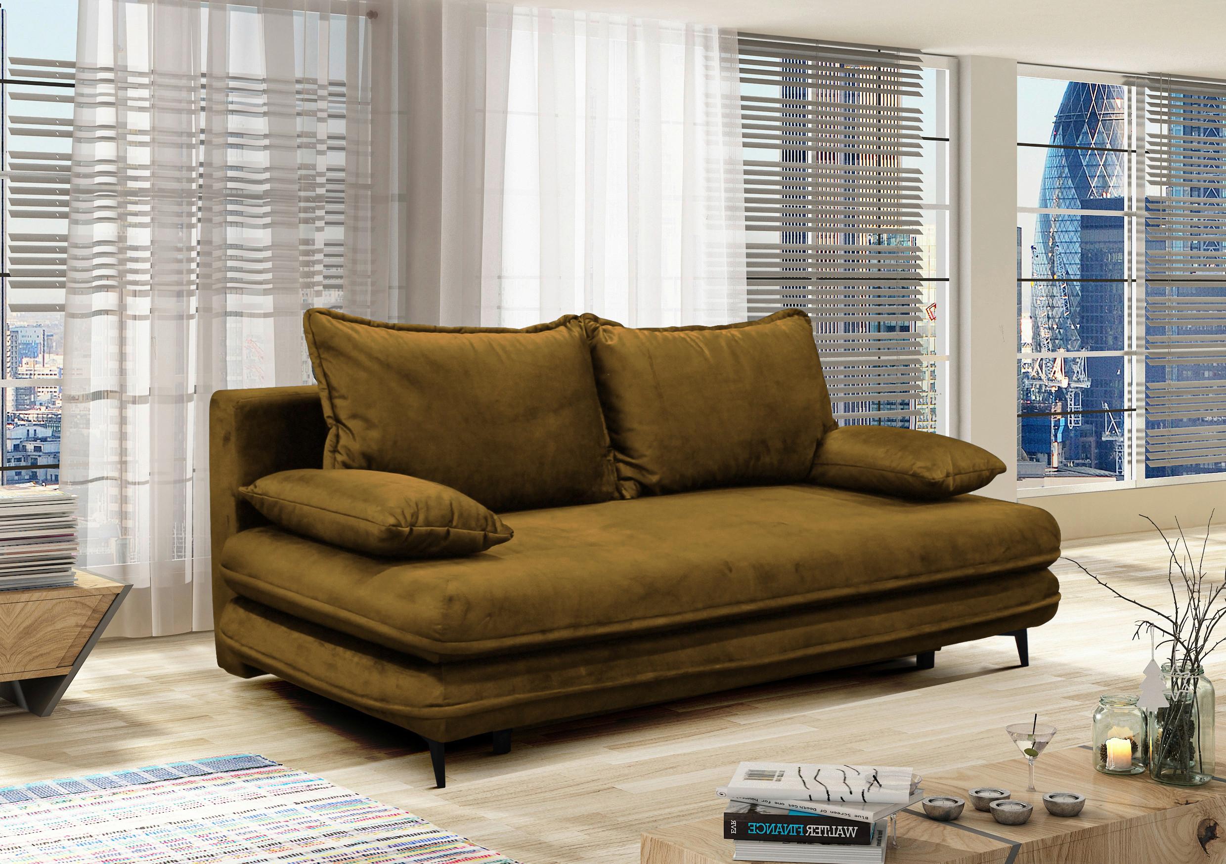 2-sitzer-sofa Mit Schlaffunktion Look B: 217 Cm - Goldfarben/Schwarz, Design, Textil (217/73/86/106cm) - MID.YOU