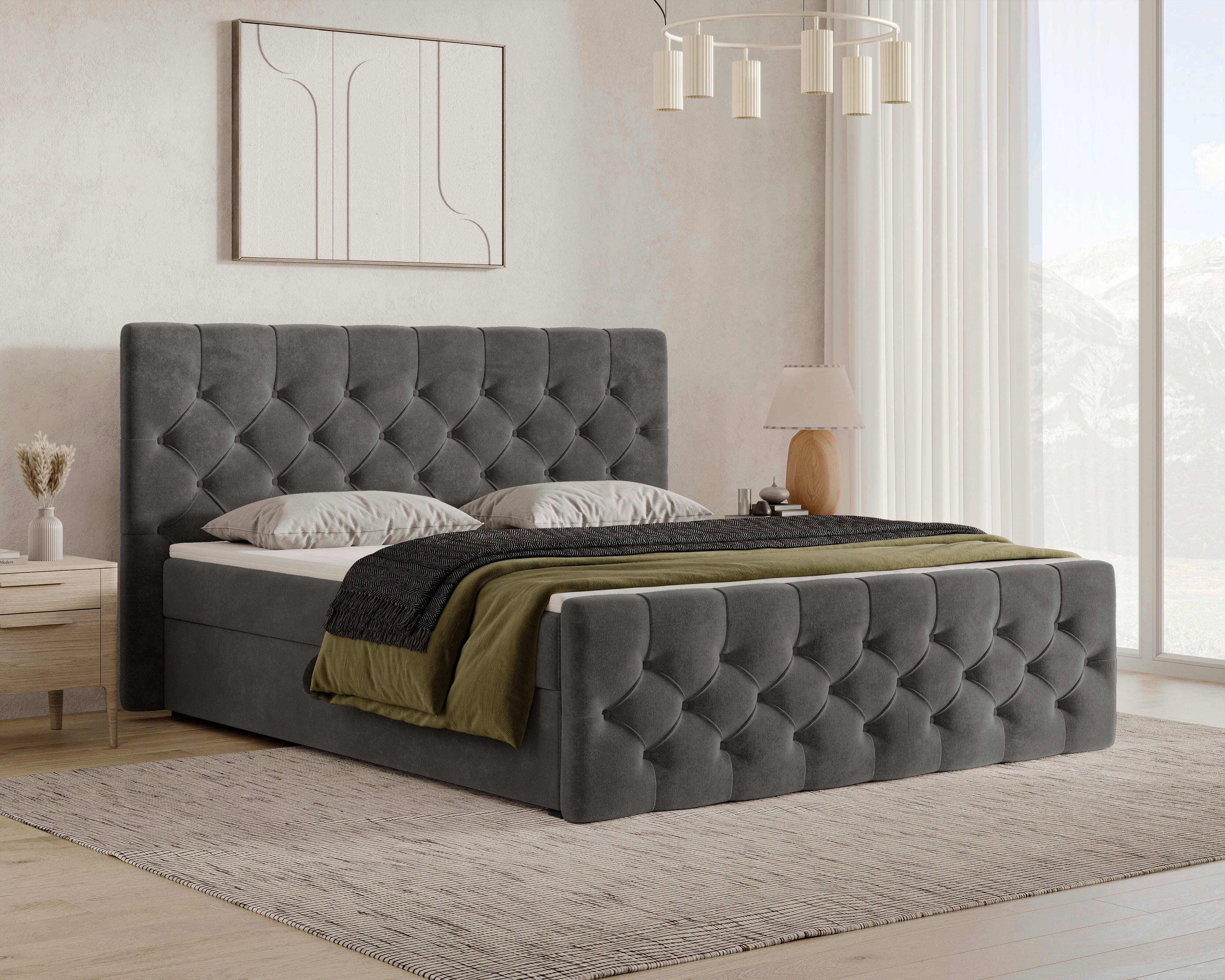 BOXBETT Karo Dunkelgrau 140x200cm - Dunkelgrau/Schwarz, MODERN, Holz/Kunststoff (140/200cm) - MID.YOU