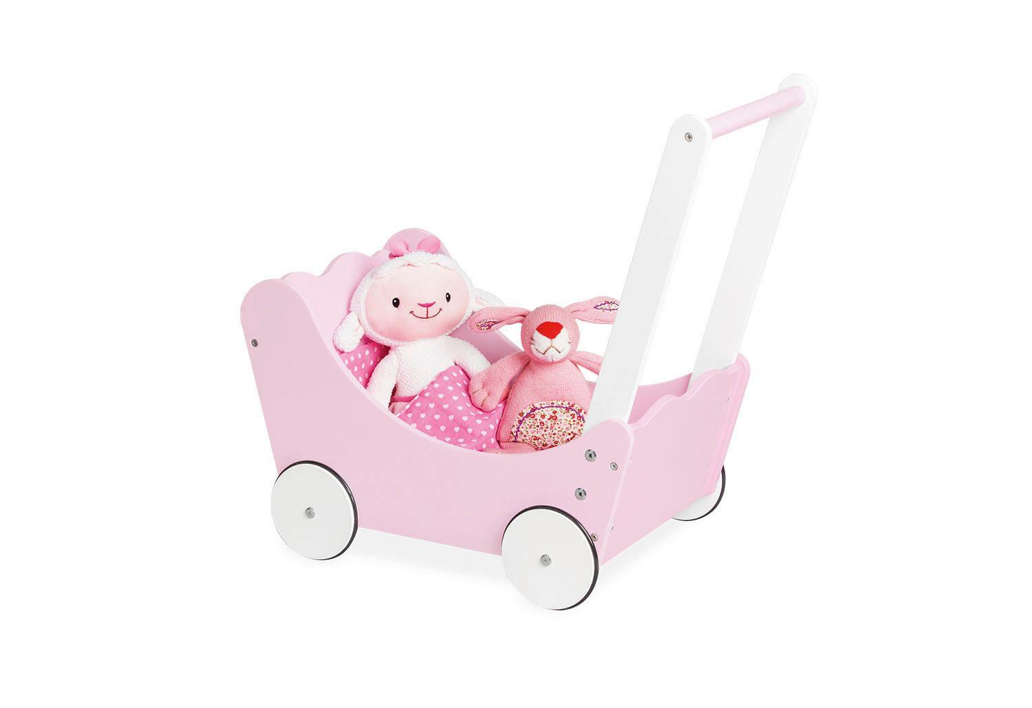 PUPPENWAGEN JASMIN 4-TLG. - Hellrosa/Weiß, Basics, Holzwerkstoff (31/51/52cm) - Pinolino