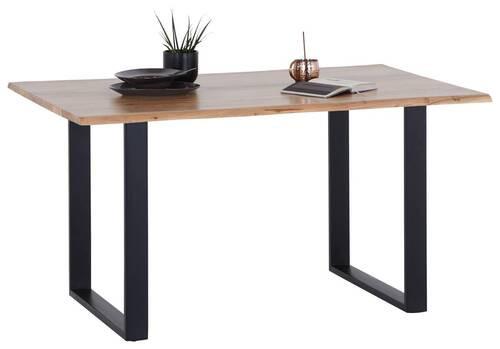 Esstisch Echtholz Mundra 140x76 cm Schwarz/Akazienfarbe