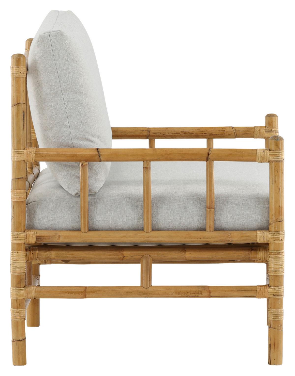 Loungesessel Cane Bambus/Rattan mit Kissen - Hellbraun, KONVENTIONELL, Holz/Textil (78/88/77cm) - Gardenson