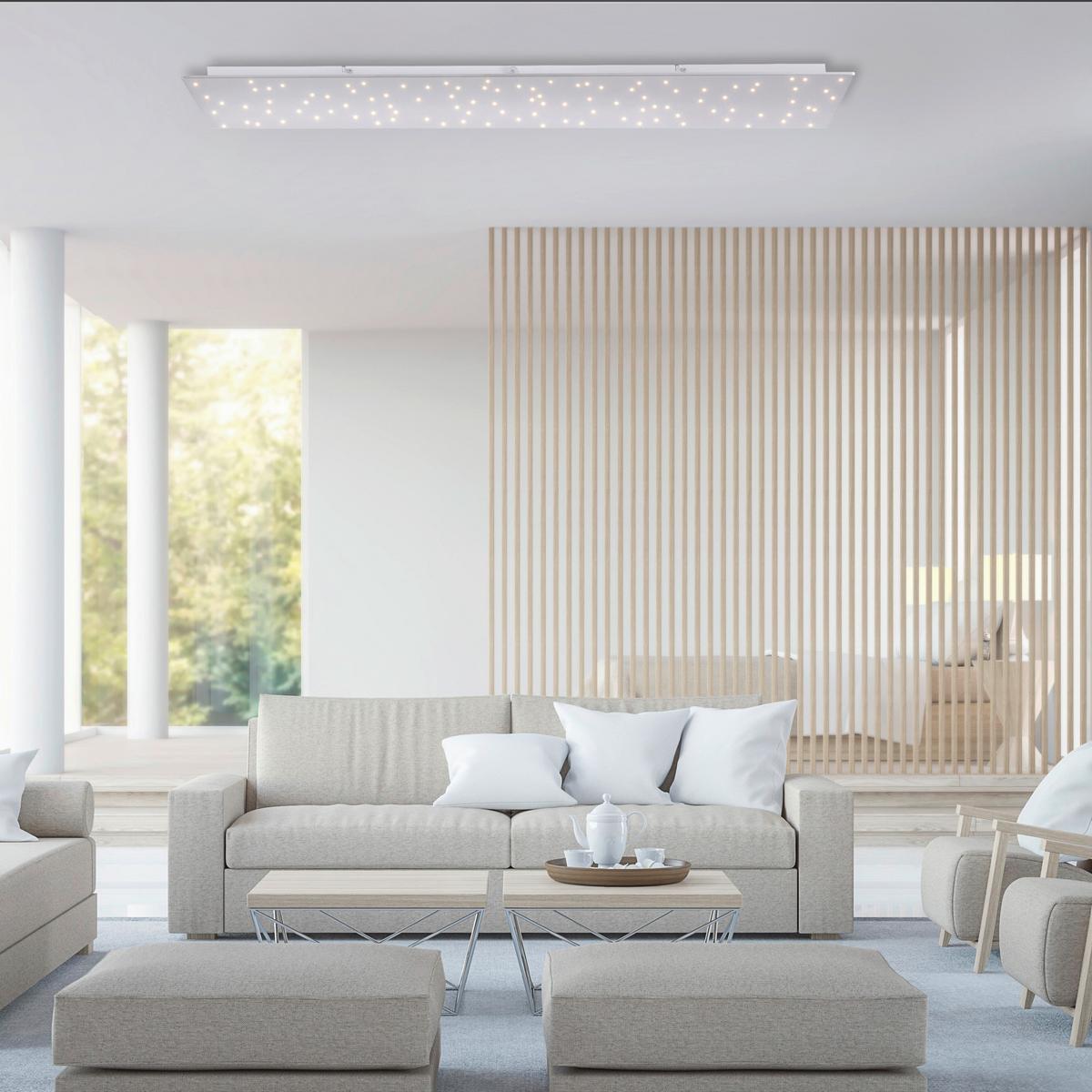 Led-deckenleuchte Sparkle L: 100 Cm Mit Farbwechsler - Silberfarben, Design, Metall (100/25/4cm)