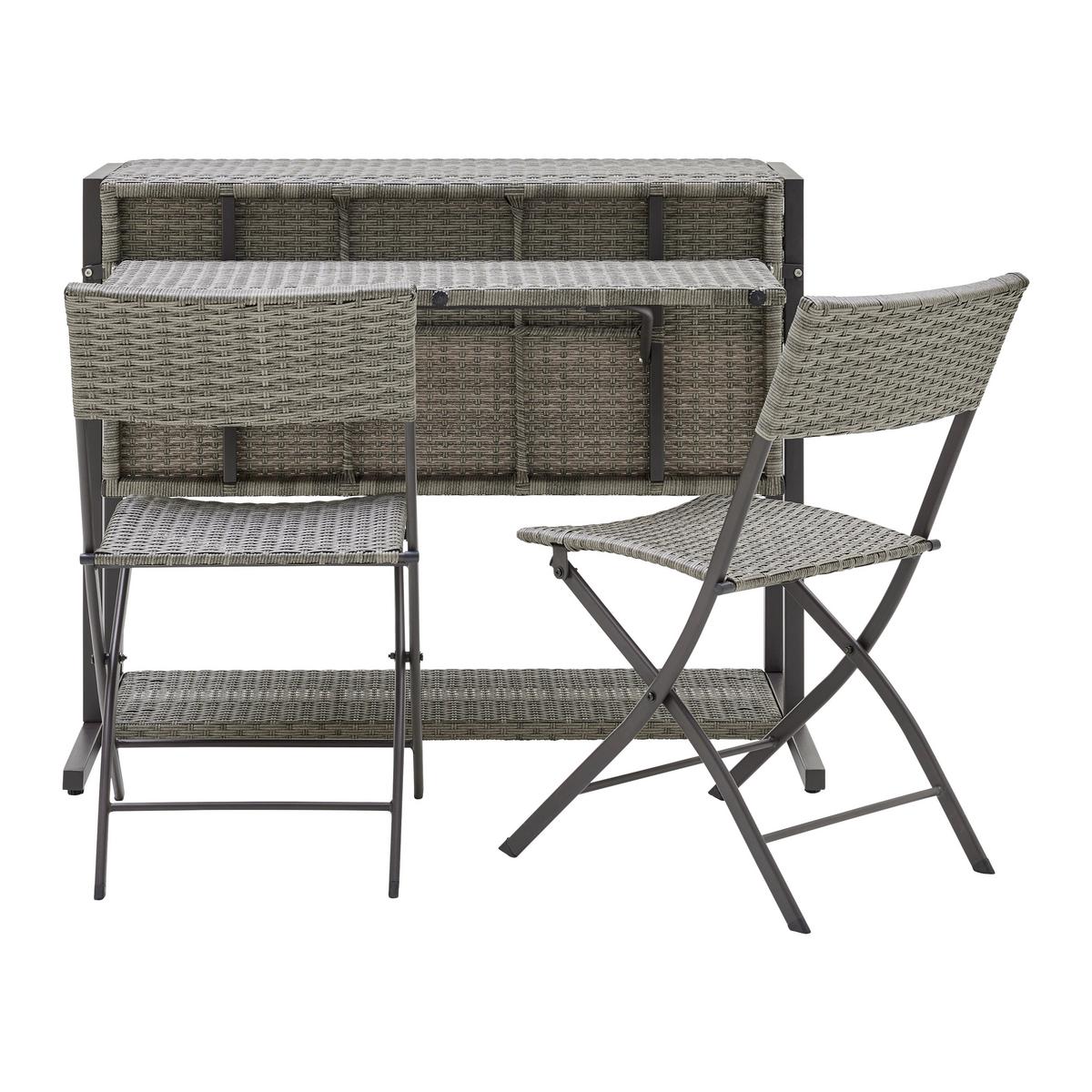 Sada na balkón MARIO šedá/hnědá - šedavě hnědá, Moderní, kov/textil (110/86,5/80cm) - Bessagi Garden