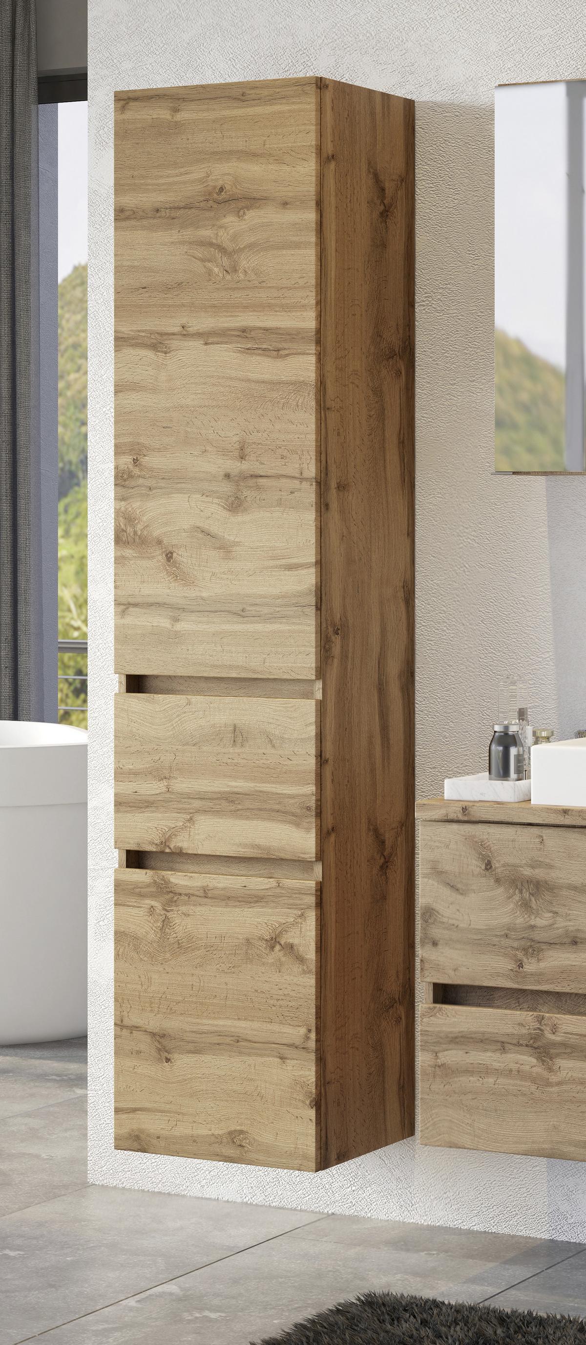 Hochschrank Pienza B: 40 Cm Eiche Wotan Dekor - Silberfarben/Eiche Wotan, MODERN, Holzwerkstoff (40/180/35cm) - Held