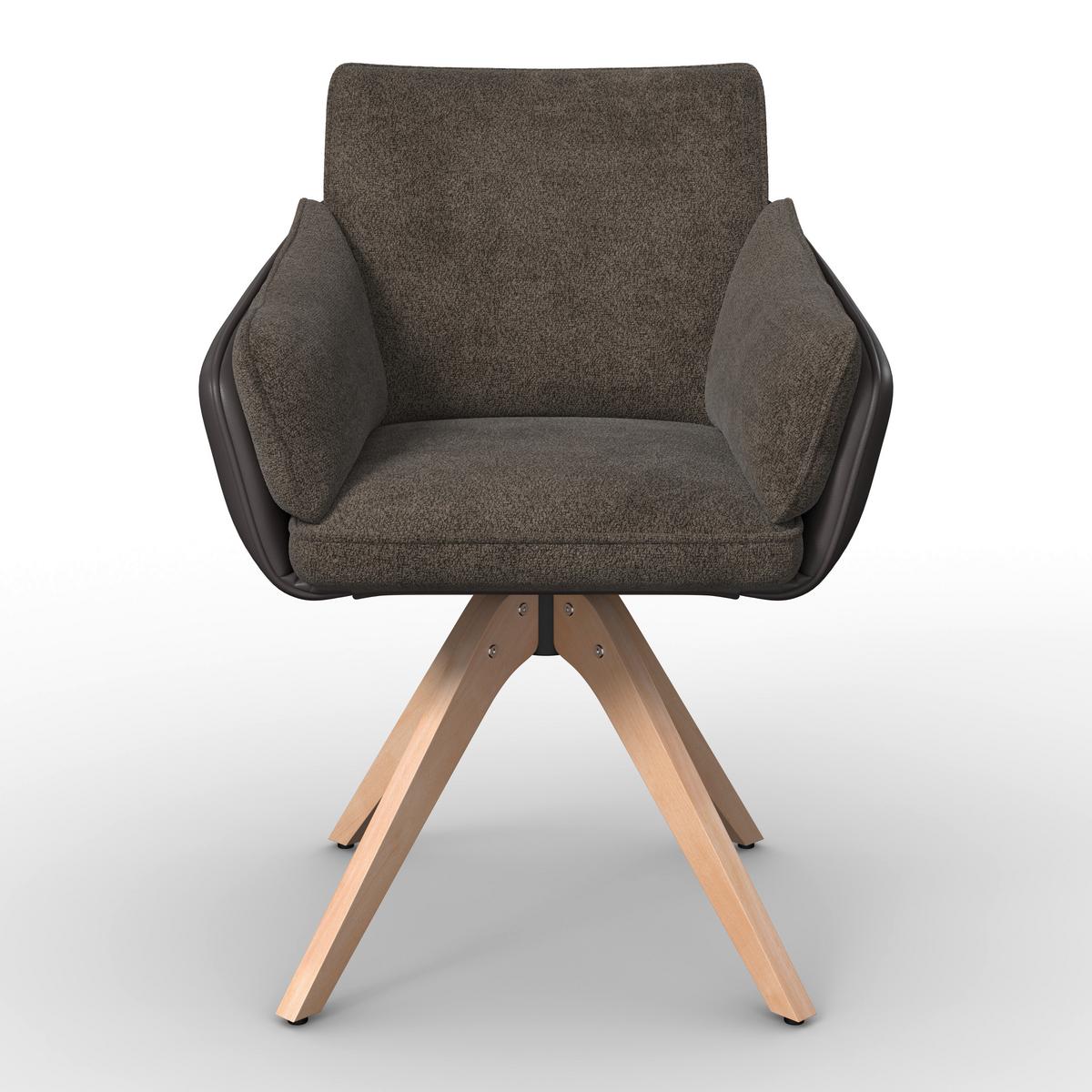 Židle s područkami Alja, hnědá - barvy buku/hnědá, Moderní, kov/dřevo (66/89/62cm) - Bessagi Home