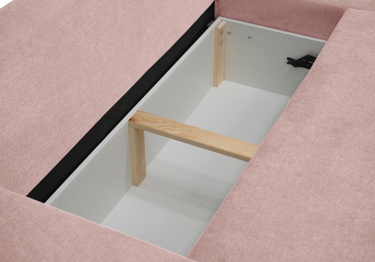 Ecksofa Time Rosa S: 178x248 Cm - Schwarz/Rosa, Design, Textil (178/248cm) - MID.YOU