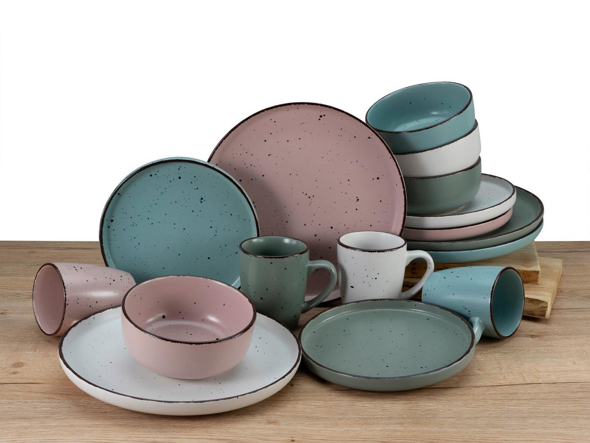 Kombinovaný sevis 16-dielny, farebný - modrá/biela, keramika - Creatable