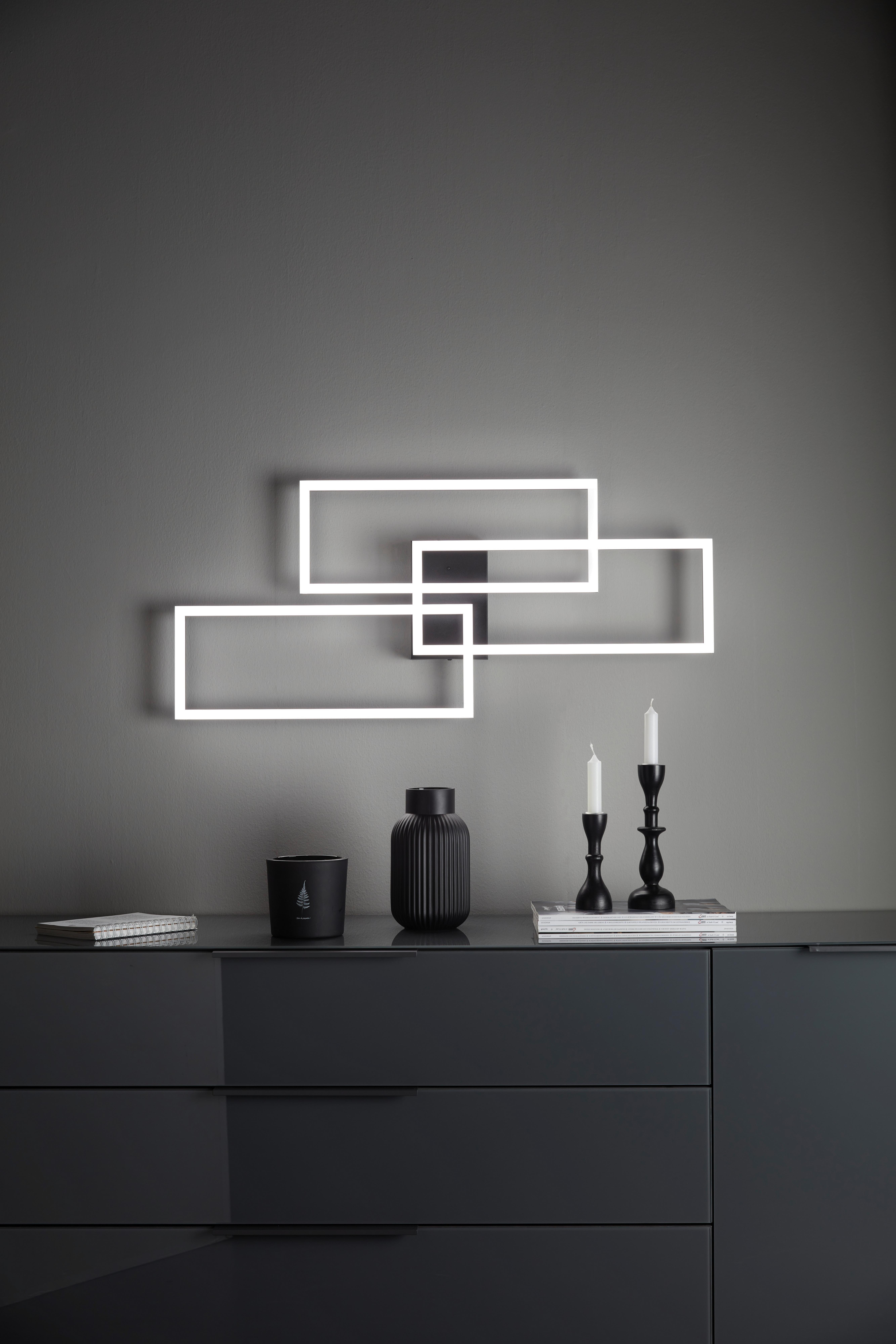 LED stropné svietidlo Bekka, max. 58 Watt - čierna/opálová, Modern, kov/plast (90/40/8cm) - Premium Living