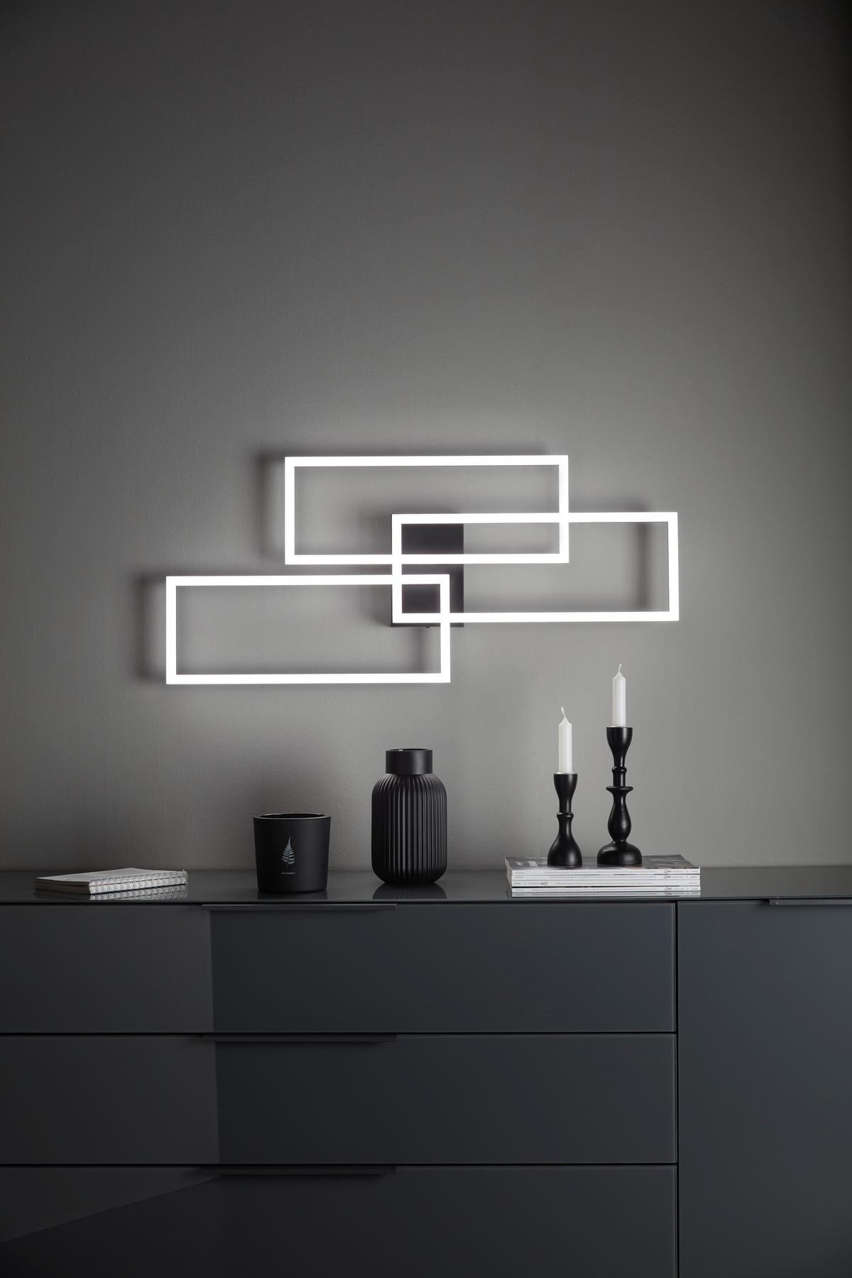 LED stropné svietidlo Bekka, max. 58 Watt - čierna/opálová, Modern, kov/plast (90/40/8cm) - Premium Living
