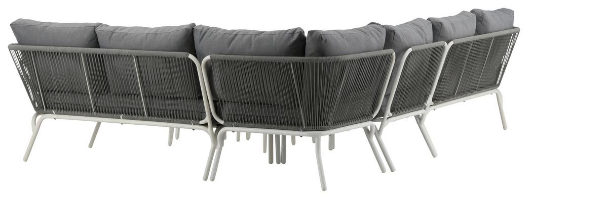 Loungegarnitur 4-tlg Roxo Metall/textil Mit Kissen - Weiß/Grau, KONVENTIONELL, Textil/Metall - Gardenson