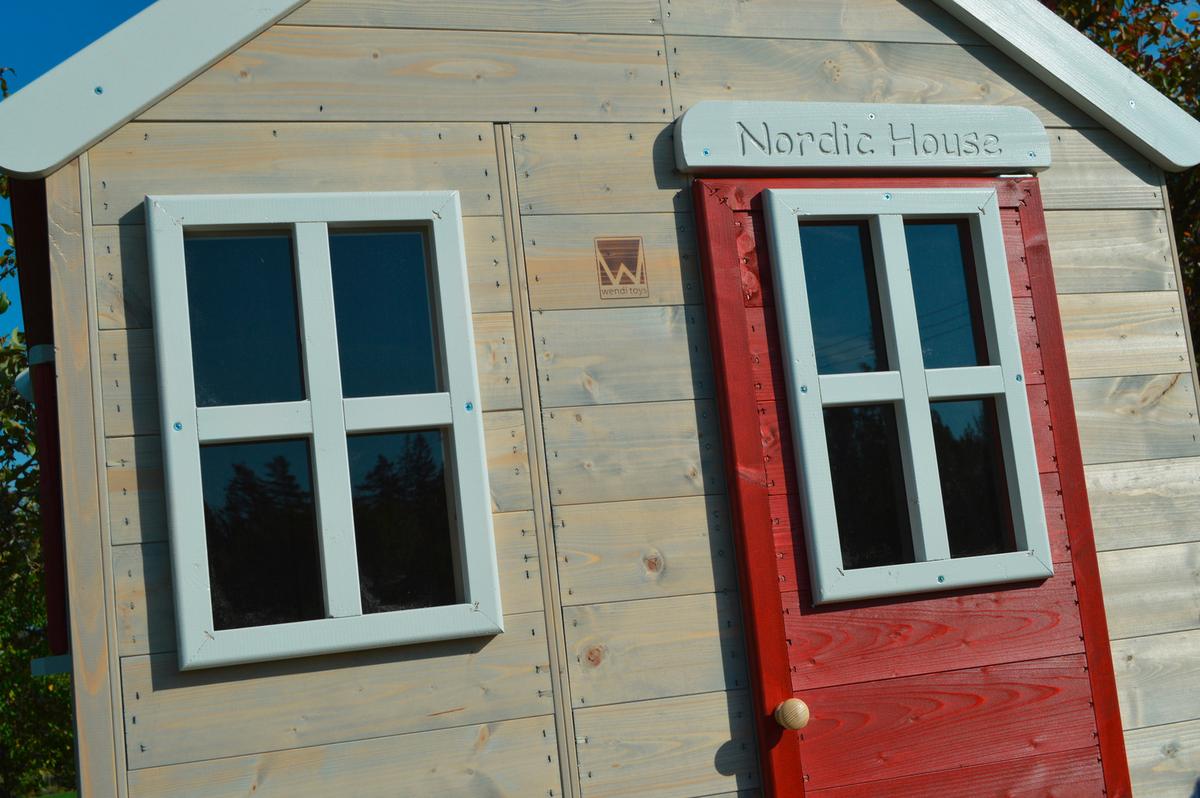 Spielhaus Tiger Naturfarben/Rot, B: 197 cm - Rot/Naturfarben, KONVENTIONELL, Holz (197/242/290cm)