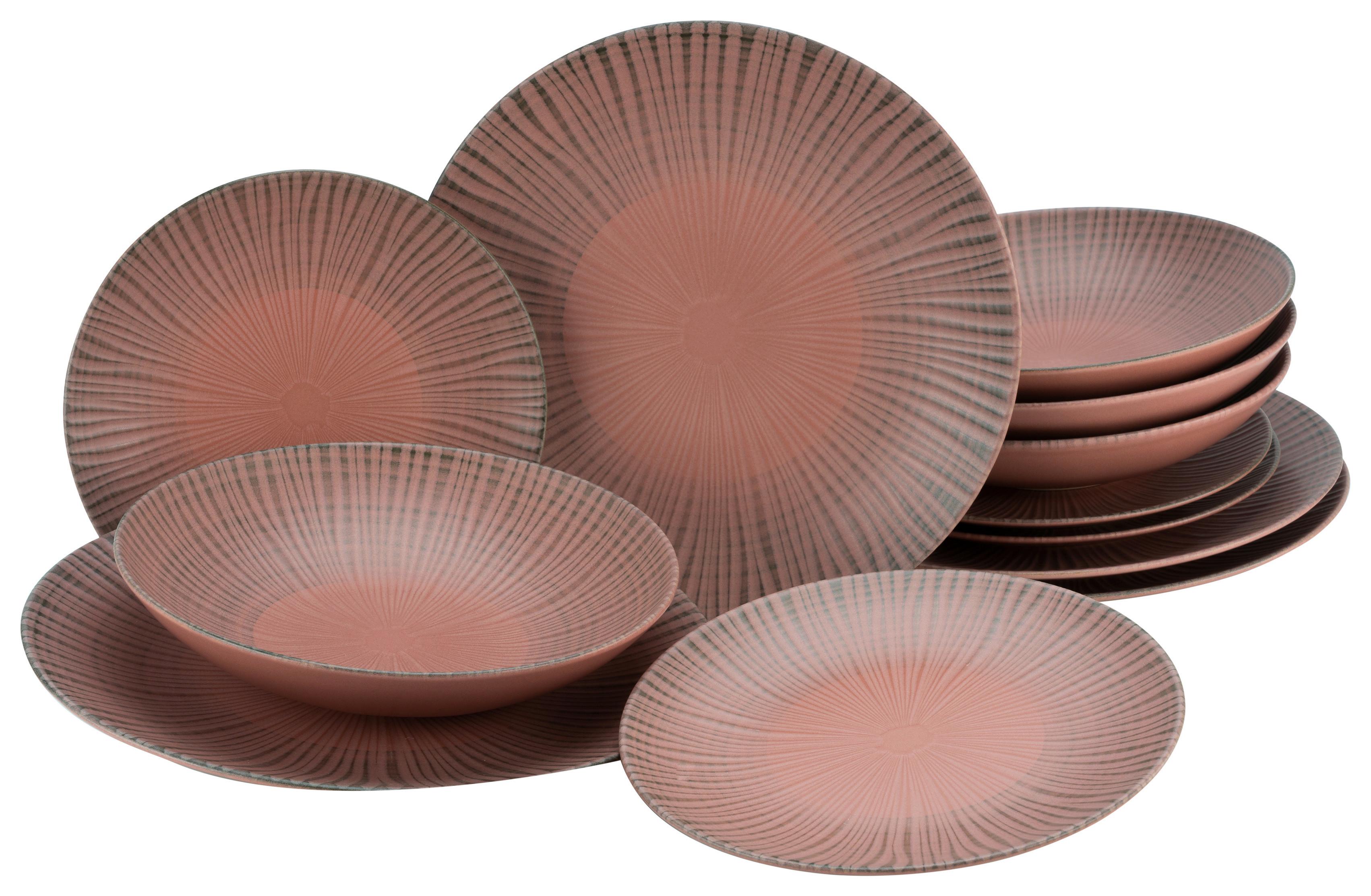 Tafelservice Vesuvio 12-teilig - Koralle, Basics, Keramik (31,5/31,5/38cm) - Creatable