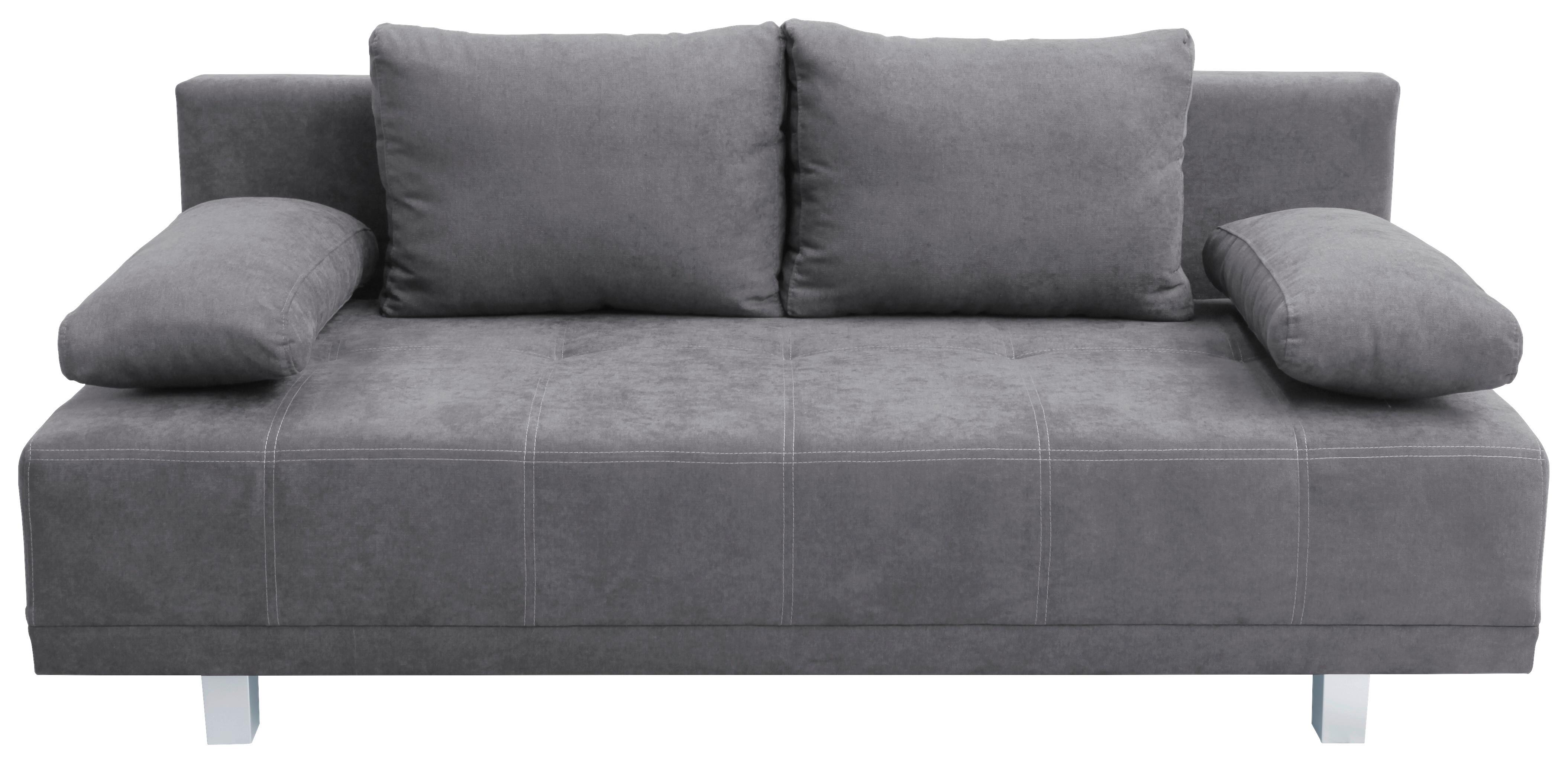 2-Sitzer-Sofa mit Schlaffunktion Laser Anthrazit - Chromfarben/Anthrazit, Design, Textil (194/77/89cm) - MID.YOU