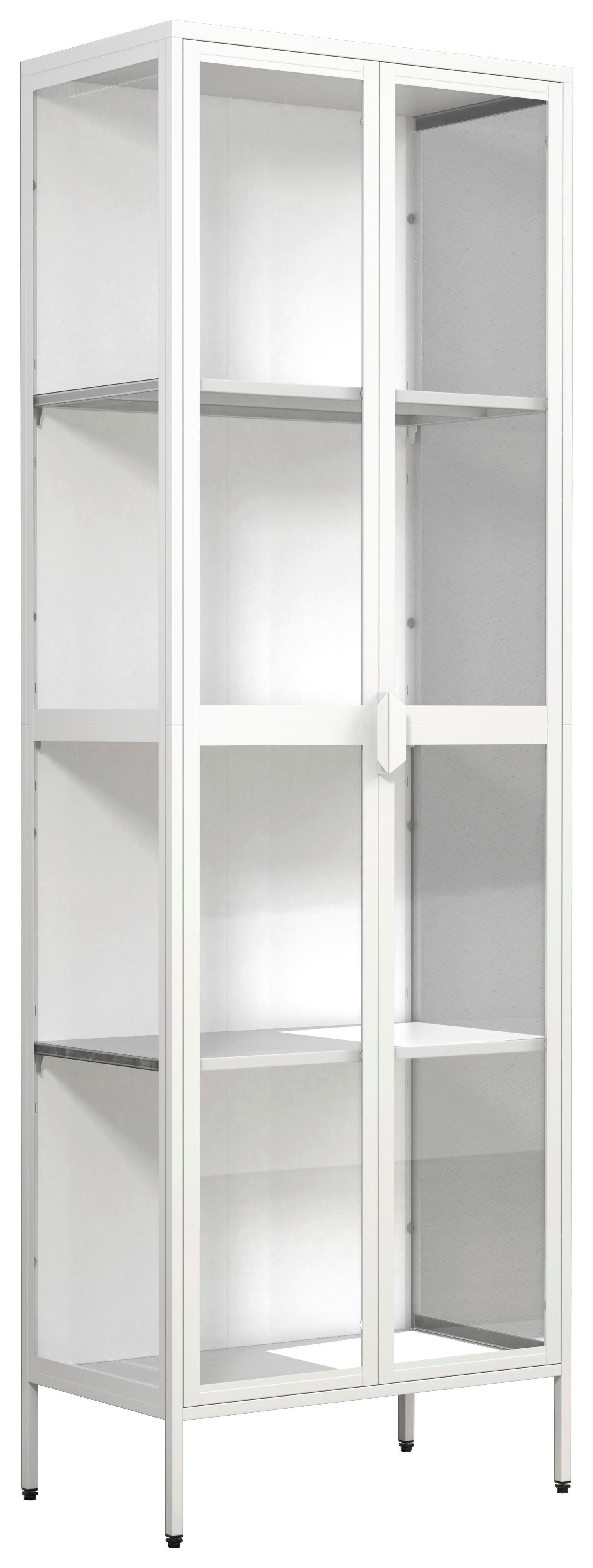 Vitrine Floka Weiß B: 60 cm - Transparent/Weiß, Design, Glas/Metall (60/180/35cm) - MID.YOU