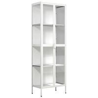 Vitrine Floka Weiß B: 60 cm - Transparent/Weiß, Design, Glas/Metall (60/180/35cm) - MID.YOU
