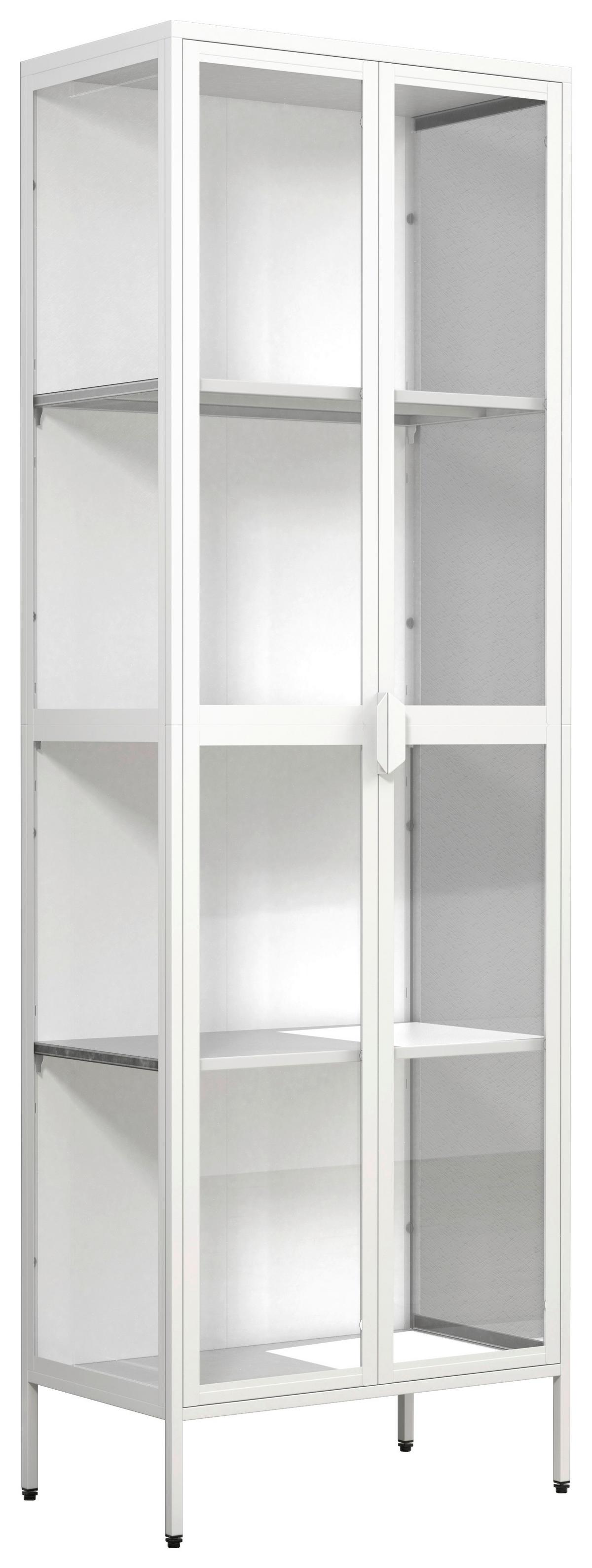 Vitrine Floka Weiß B: 60 cm - Transparent/Weiß, Design, Glas/Metall (60/180/35cm) - MID.YOU